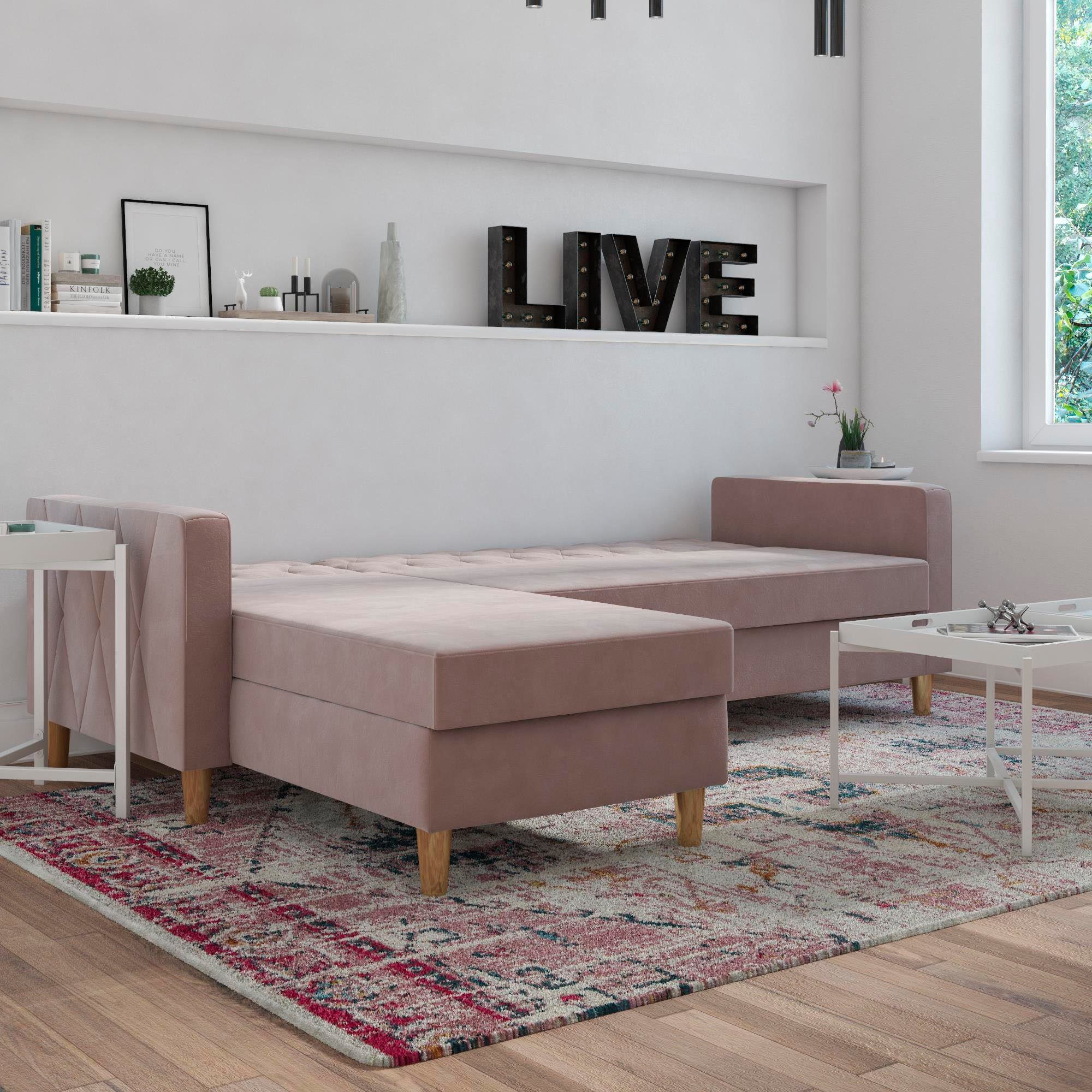 CosmoLiving by Cosmopolitan Hoekbank Liberty, L-vorm met slaapfunctie, récamier aan beide kanten te monteren, zithoogte 43 cm
