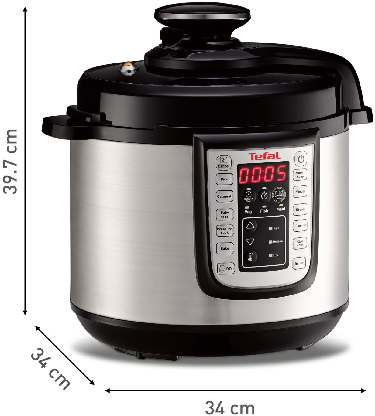 Tefal Multi-cooker CY505E Fast & Delicious elektrische snelkookpan, 25 programma’s, 6l capaciteit, inclusief receptenboek