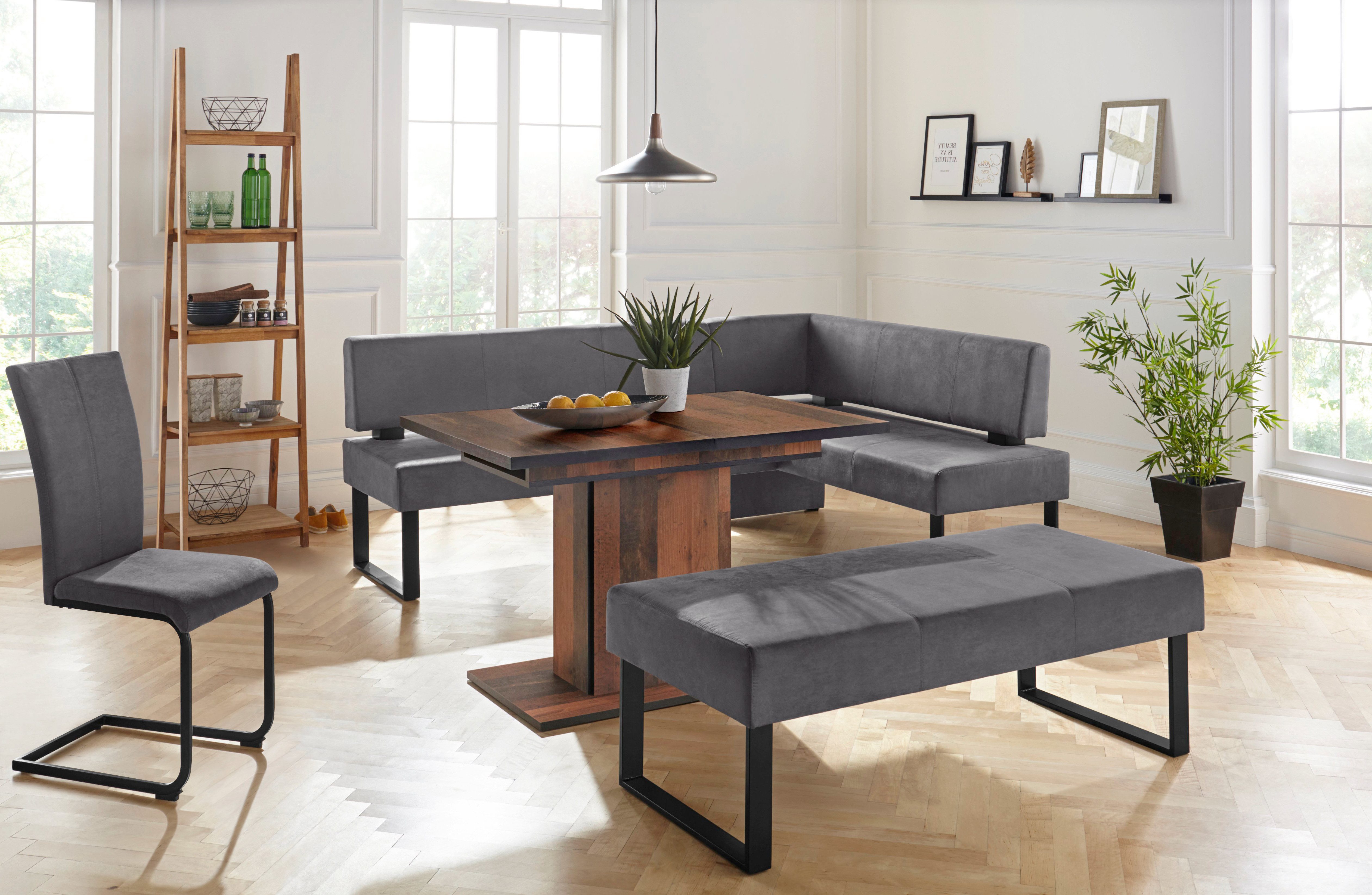 Home affaire Hoekbank Oliver met metalen frame, keukenbank verschillende hoezen cord eetkamerbank ottos choice