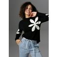aniston selected gebreide trui met ingewerkt bloemmotief - nieuwe collectie zwart