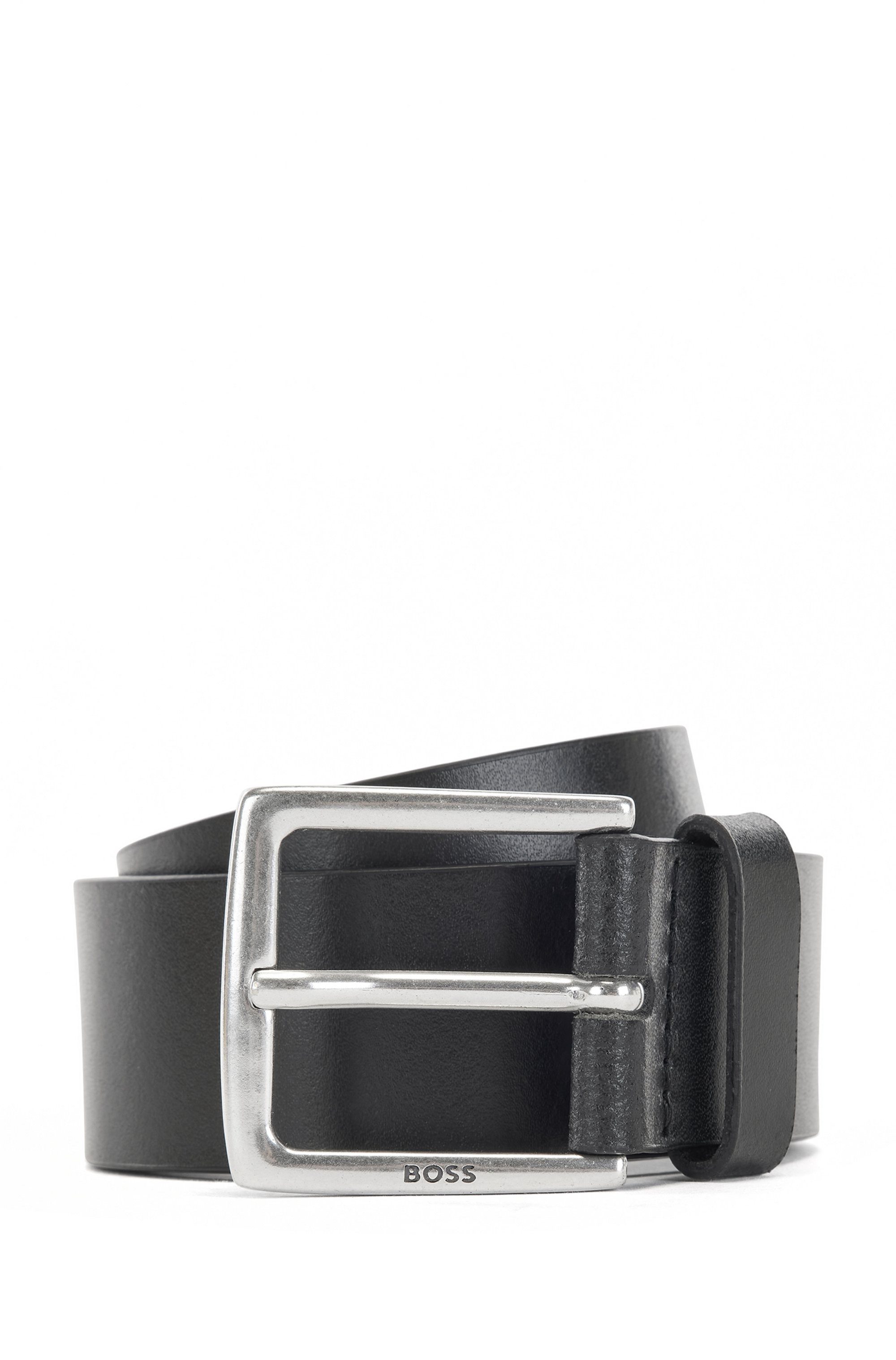 Boss Leren riem Rummi_Sz40 van italiaans leer met metalen details in antiek-look