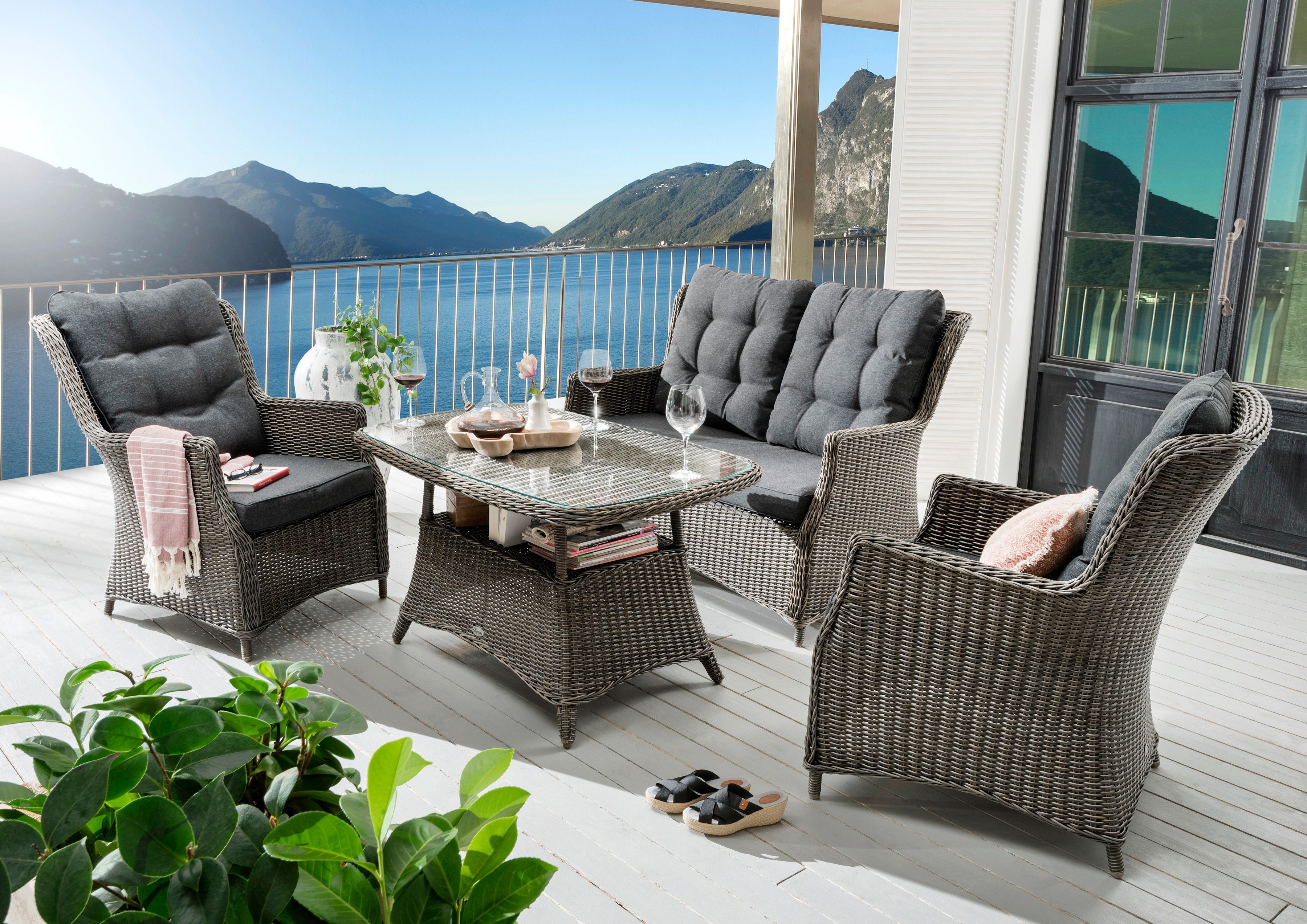 Destiny Tuin-eethoek Casa Aluminium, polyrotan (set, 13-delig) tuinsets grijs