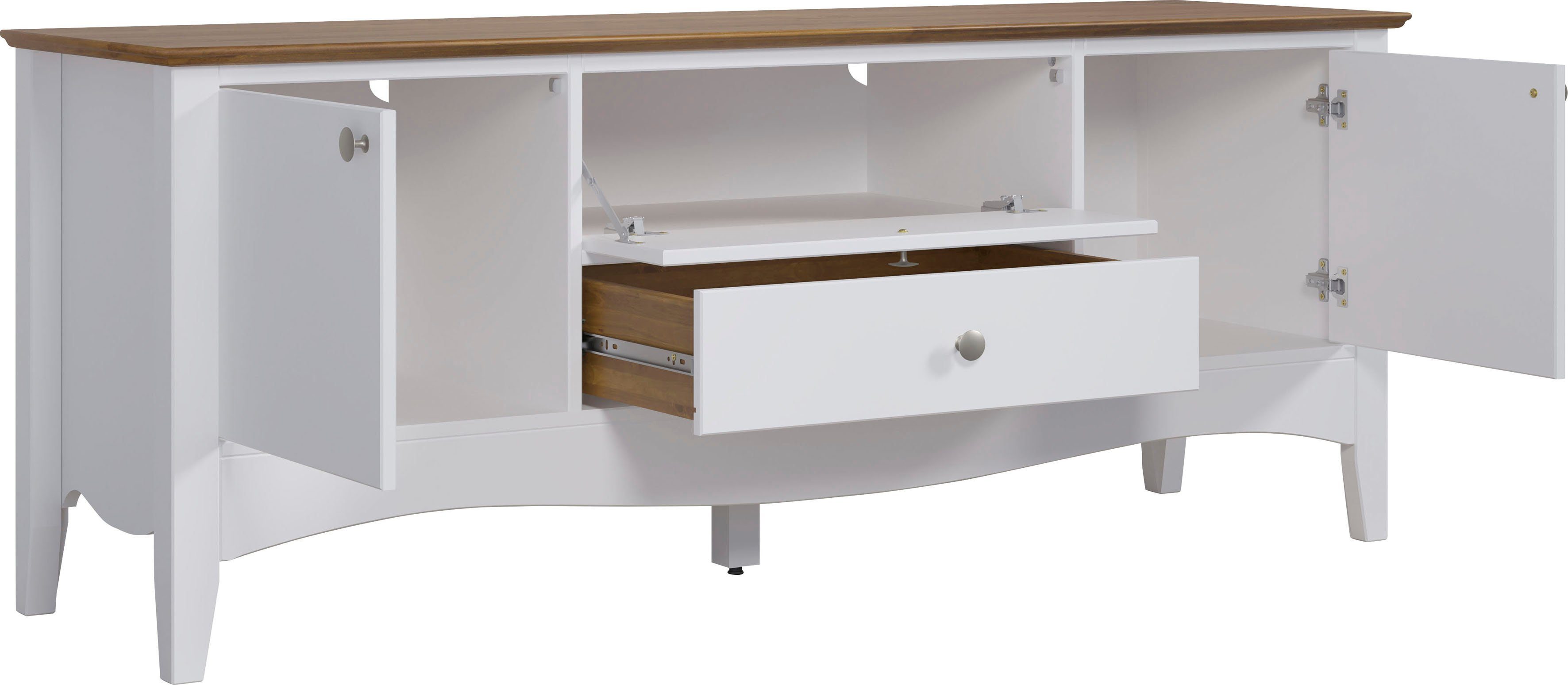 INTER-FURN Tv-meubel Lissabon Gedeeltelijk massief grenen, metalen grepen, BxHxD: 140x58x42 cm