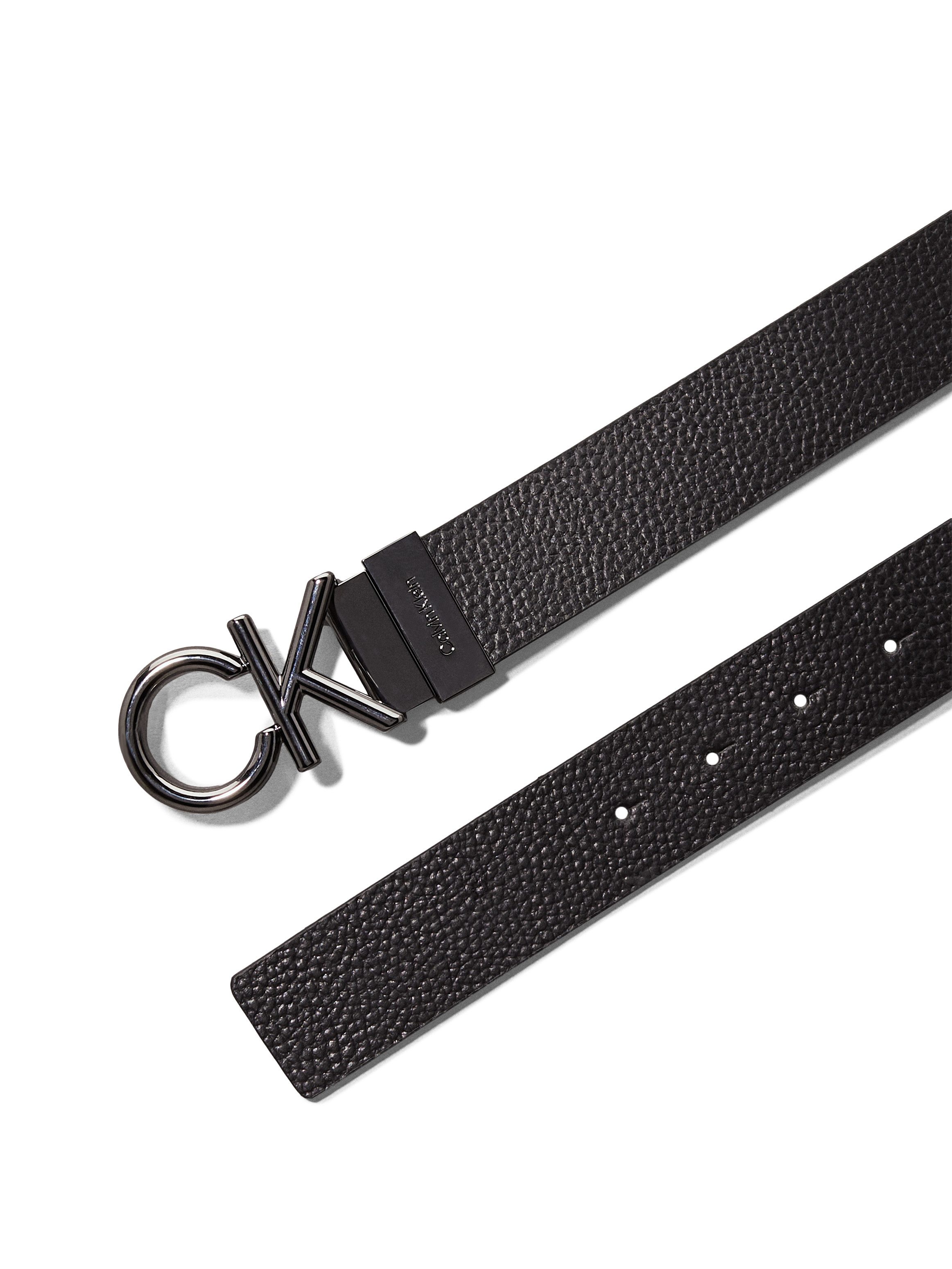 Calvin Klein Leren riem ADJ/REV CK METAL BOMBE PB 35MM