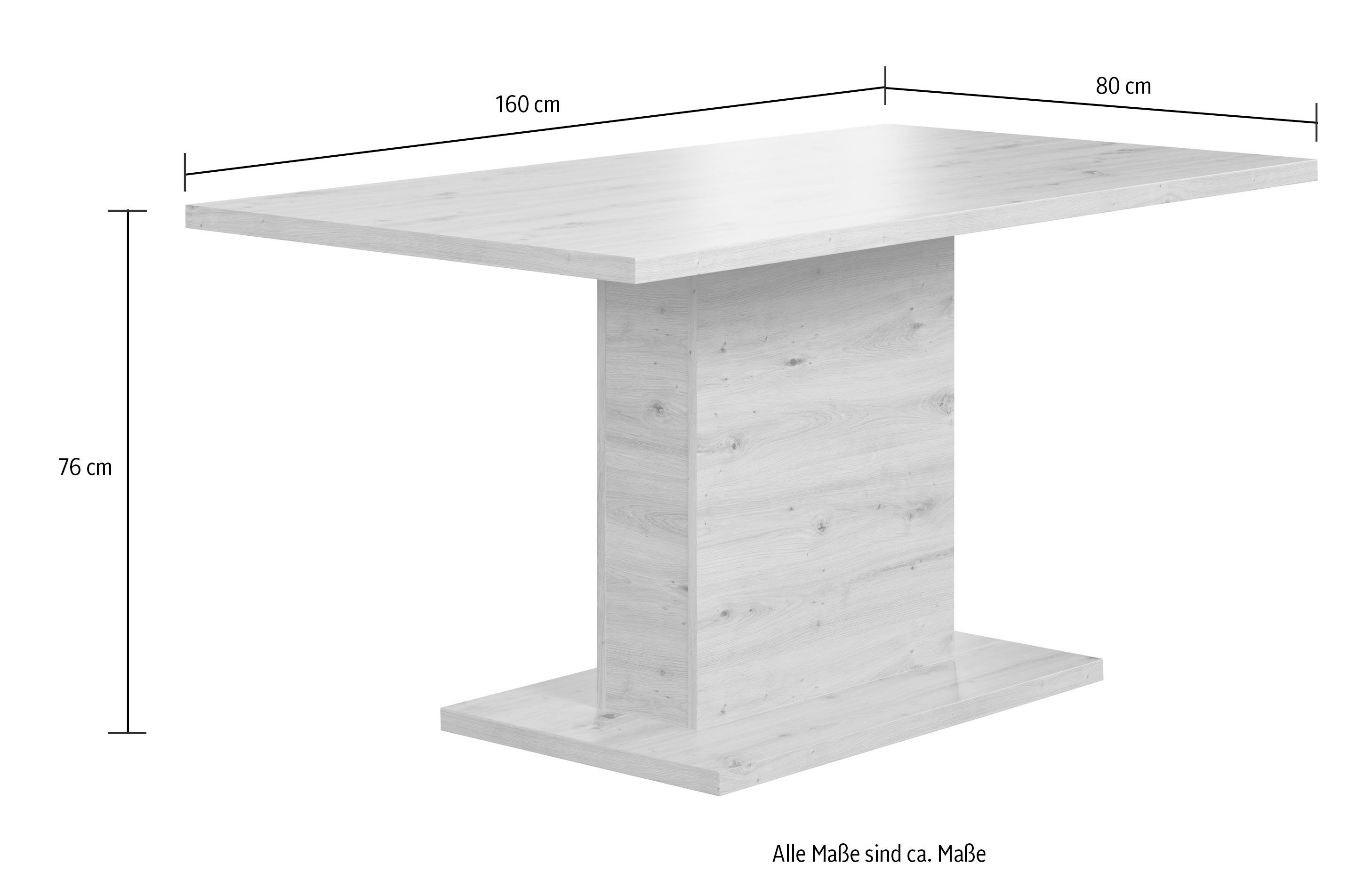 Home affaire Eettafel Ambres Zuilentafel geschikt voor 6 personen - (B/D/H) 160/80/76 cm