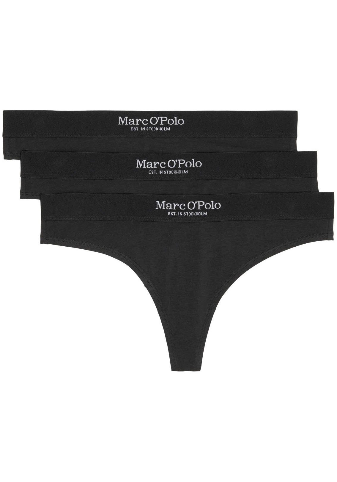 Marc O'Polo String met logoband (set, 3 stuks) dames strings maat S zwart