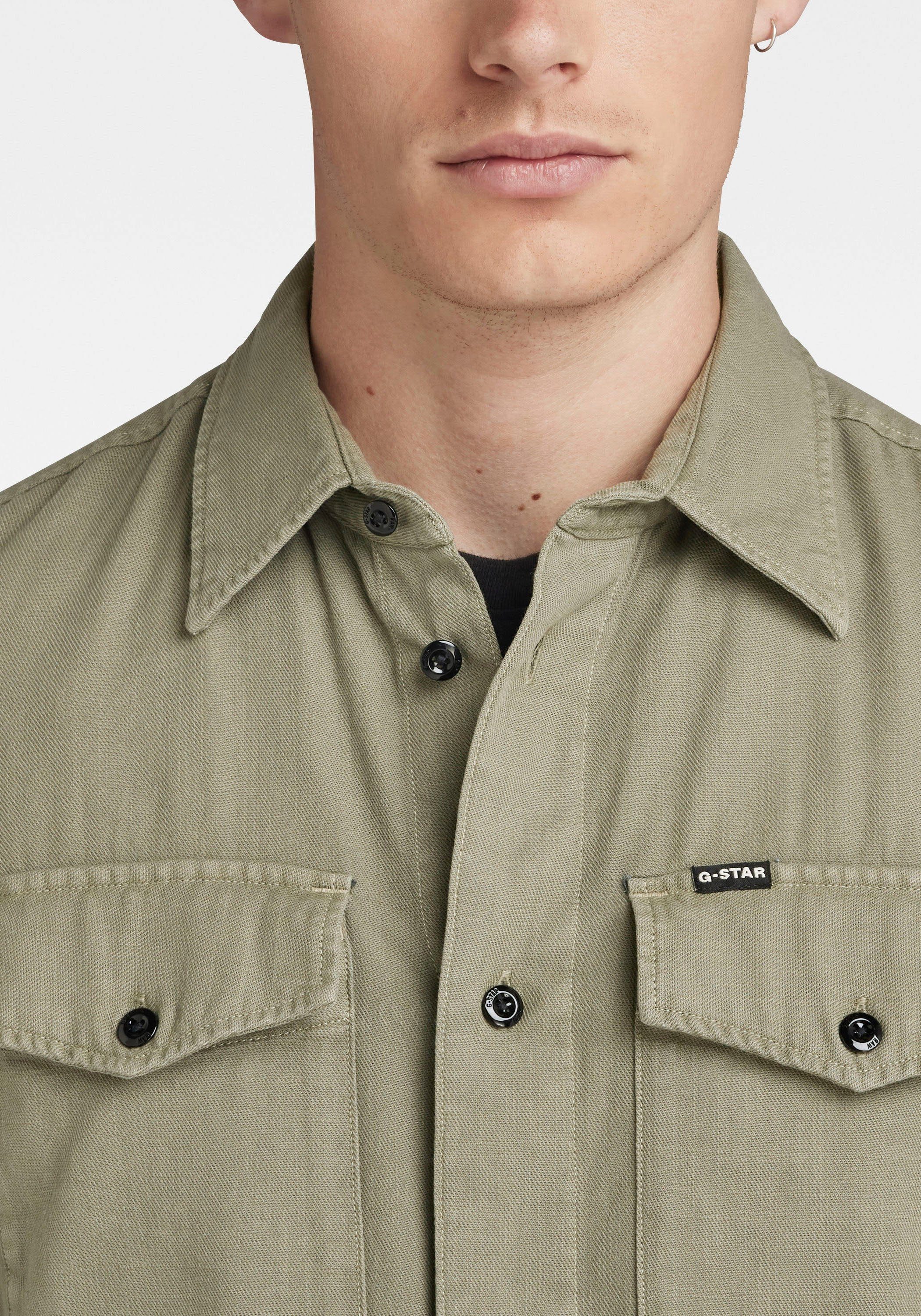 G-Star RAW Jeans overhemd Marine Slim met klepzakken