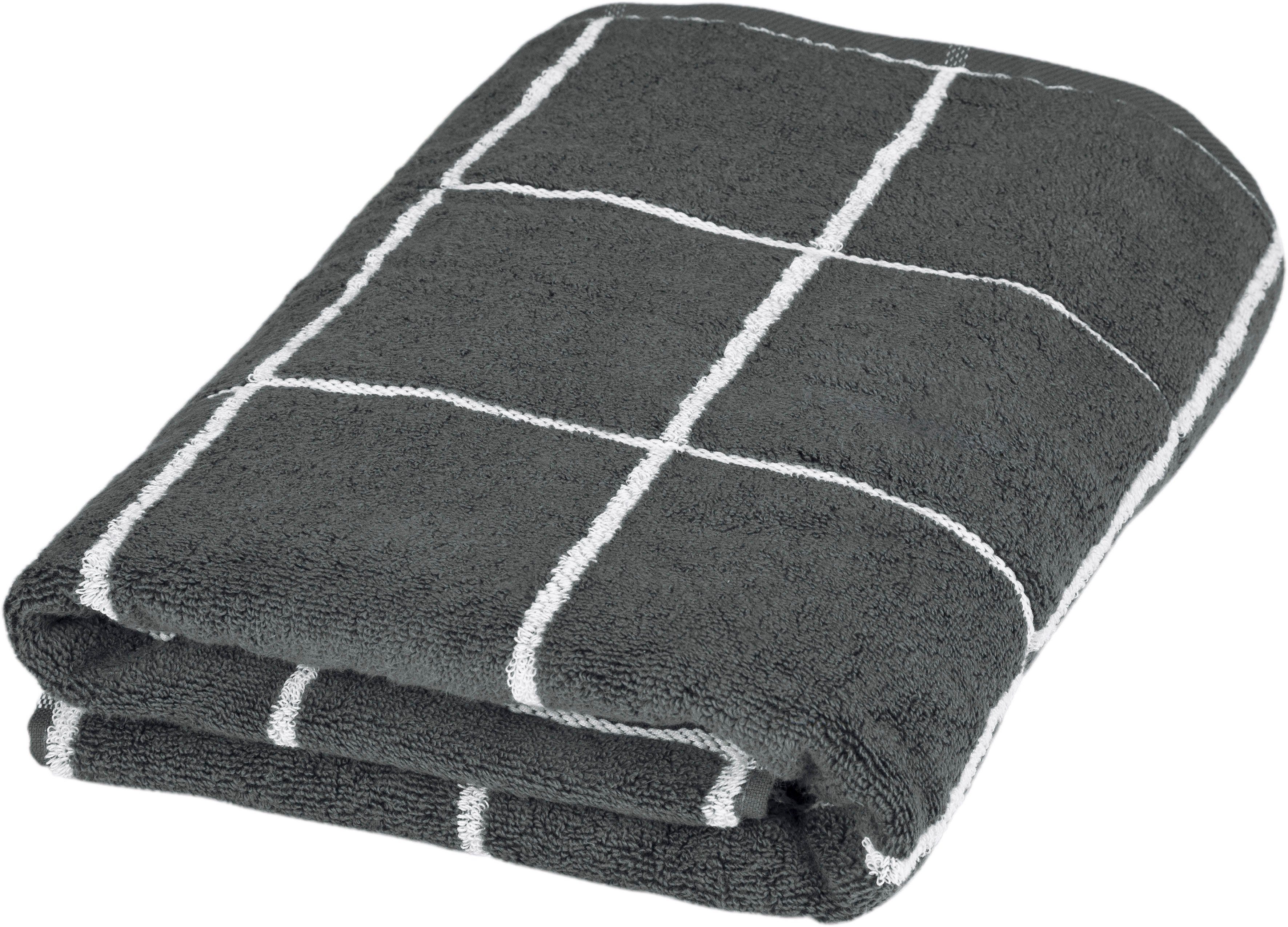 ROSS Douchelaken Cashmere geruit in modieuze kleuren (1 stuk) handdoeken grijs