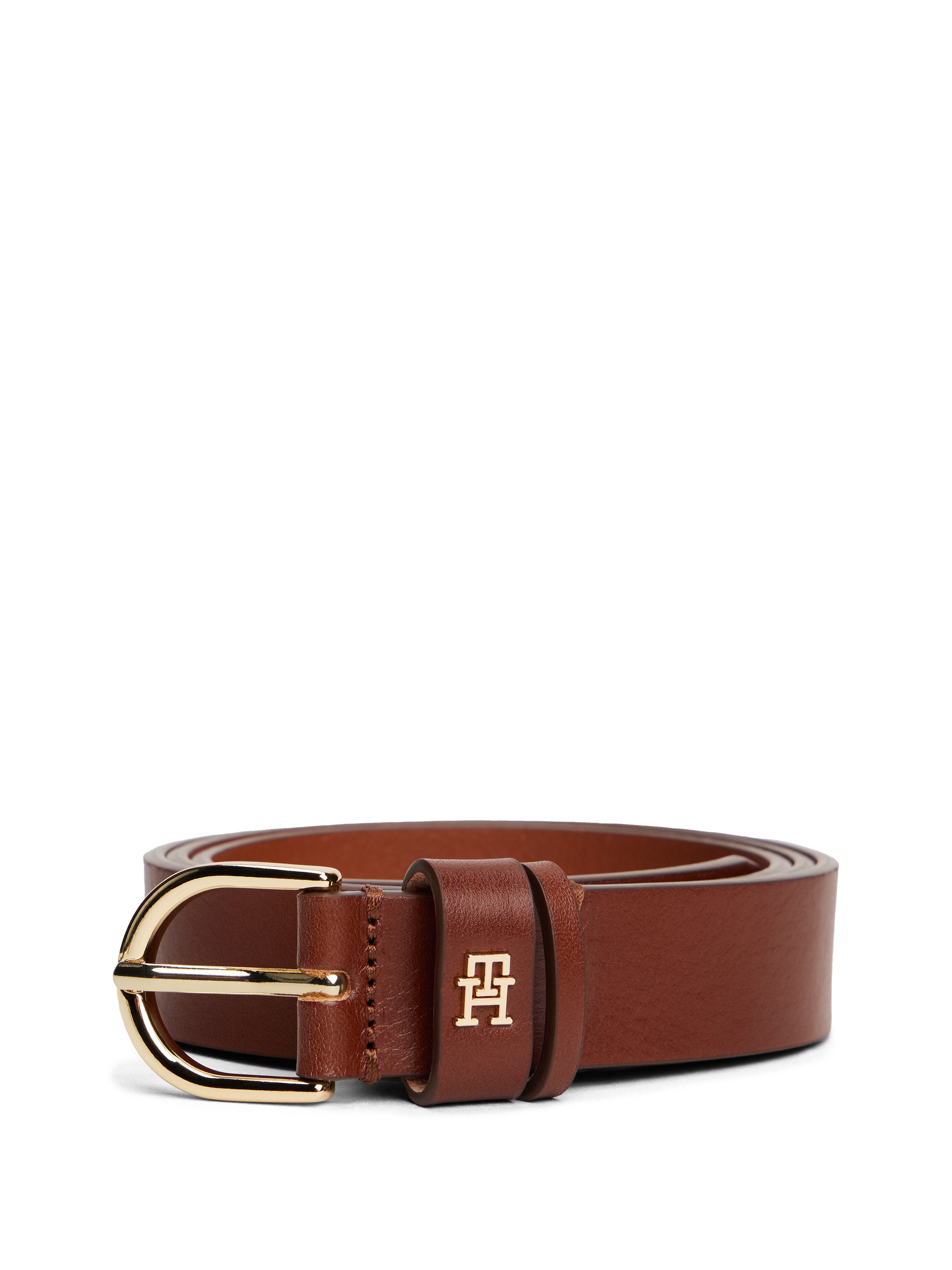 Tommy Hilfiger Leren riem ESSENTIAL EFFORTLESS 2.5 GOLD Logo-embleem, zachte haptiek, ovale eenvoudige pin sluiting