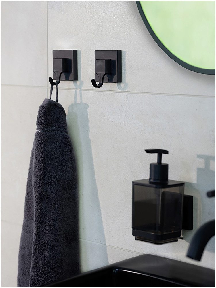 WENKO Wandhaak Vacuum-Loc® model Quadro van kunststof voor handdoeken, bevestiging zonder boren (set, 2 stuks)