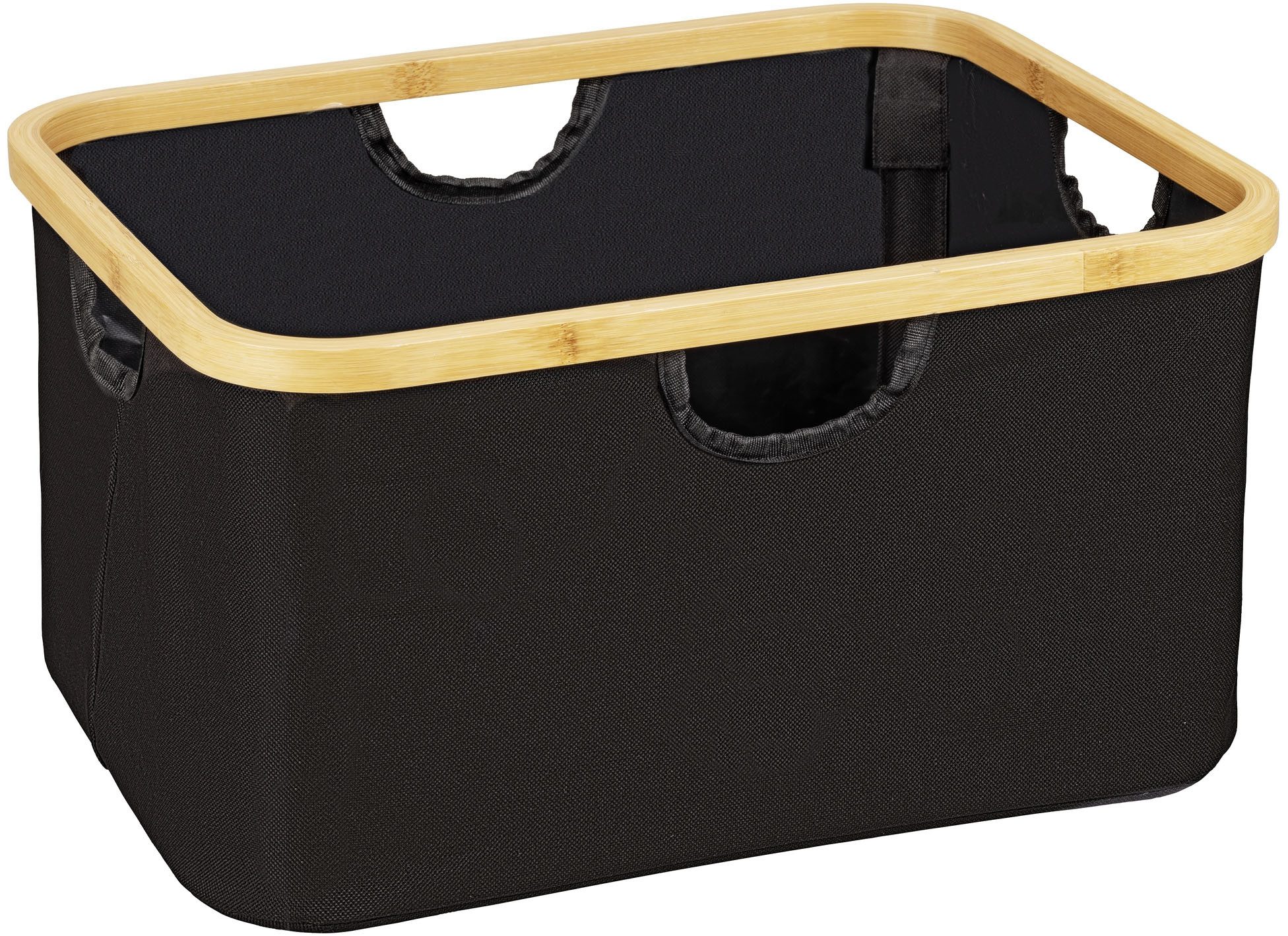 WENKO Wasmand Modell Ecori Opbergmanden, gerecycled polyester met bamboe frame (set, 2 stuks)