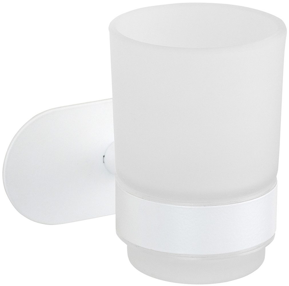 WENKO Poetsbeker Turbo-Loc® model Uno Orea met wandbevestiging zonder boren, roestvrij staal, gesatineerd glas