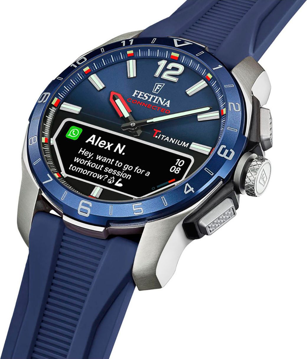 Festina Smartwatch Connected D Quartzhorloge, horloge, herrenuur, stappenteller, wereldtijd, stopwatchfunctie
