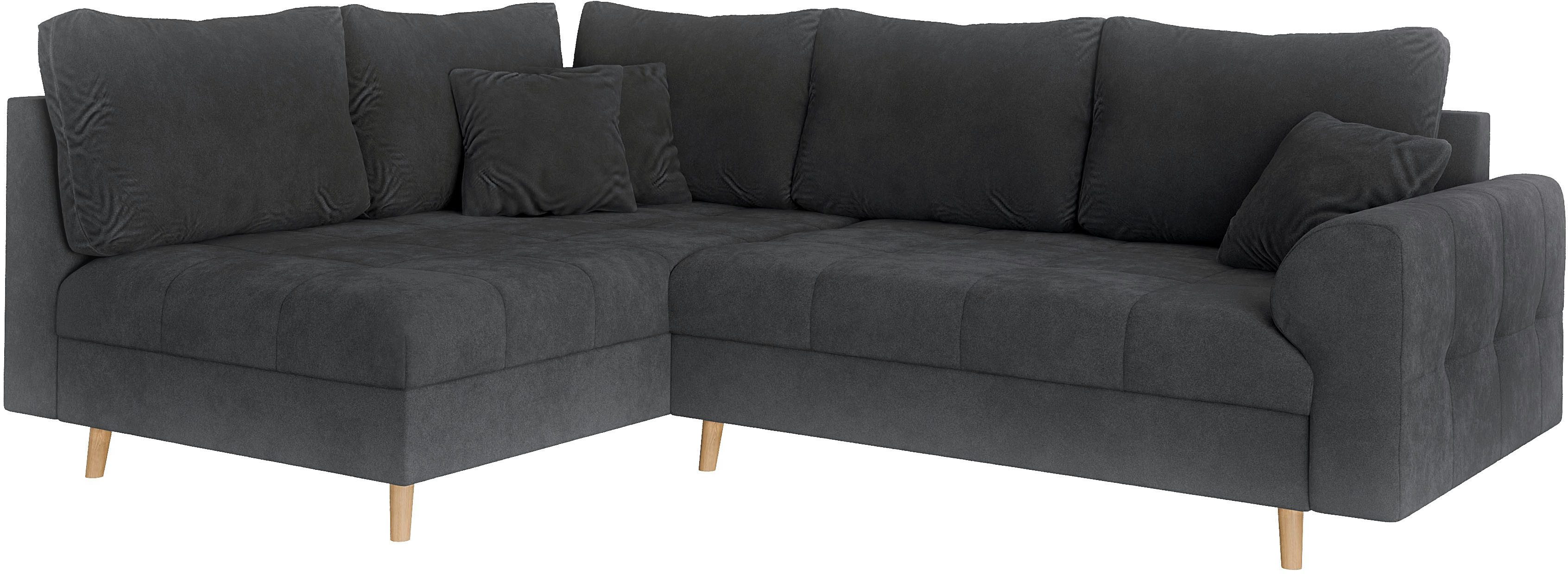 Home affaire Hoekbank CHARRE L-vorm met ottomane, afmetingen B/D/H: 231/161/81 cm fijne stiksels, losse rug- en sierkussens, ook in cord en bouclé