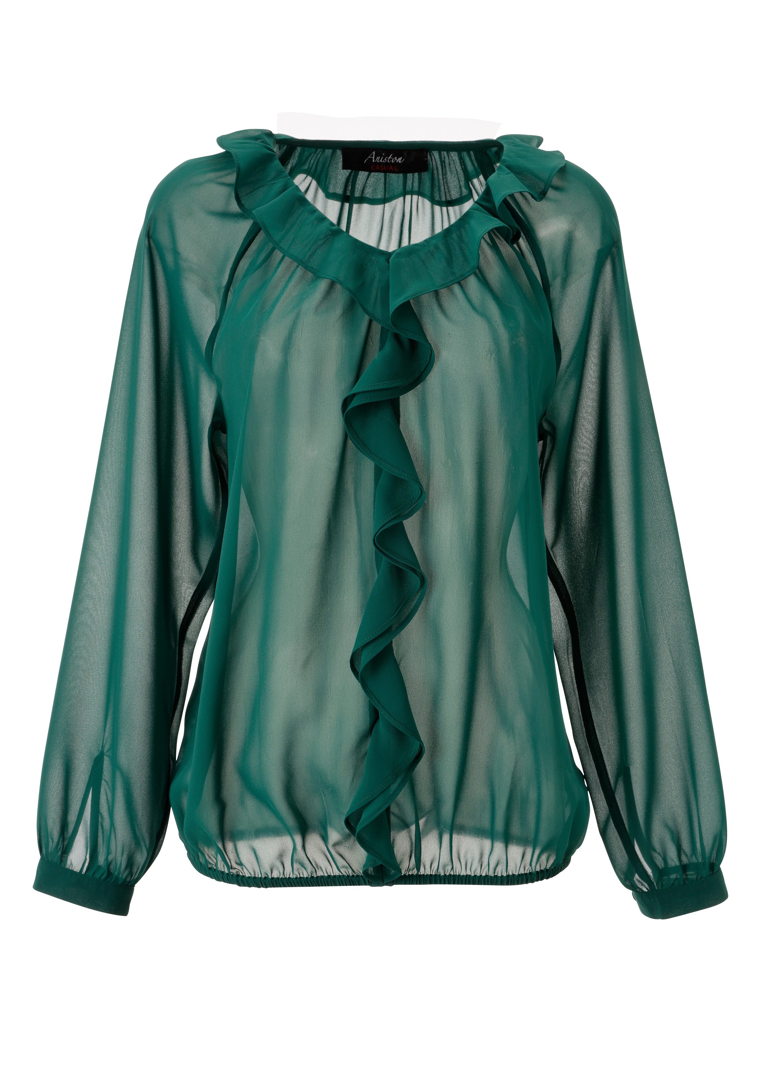 Aniston CASUAL Blouse zonder sluiting met ruches op de v-hals en op het voorpand - nieuwe collectie