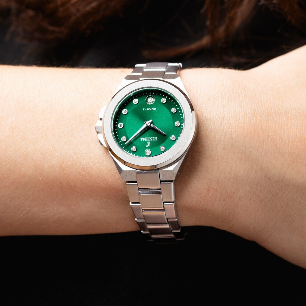 Festina Kwartshorloge Mademoiselle Horloge, dameshorloge, leren band, analoog, dag, zirkonia (synth.)