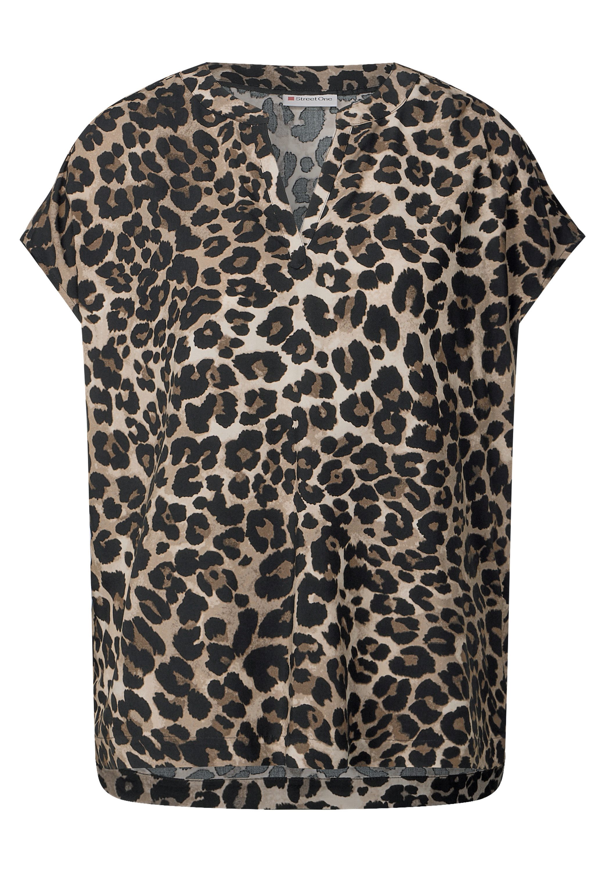 STREET ONE Blouse met korte mouwen met luipaardprint