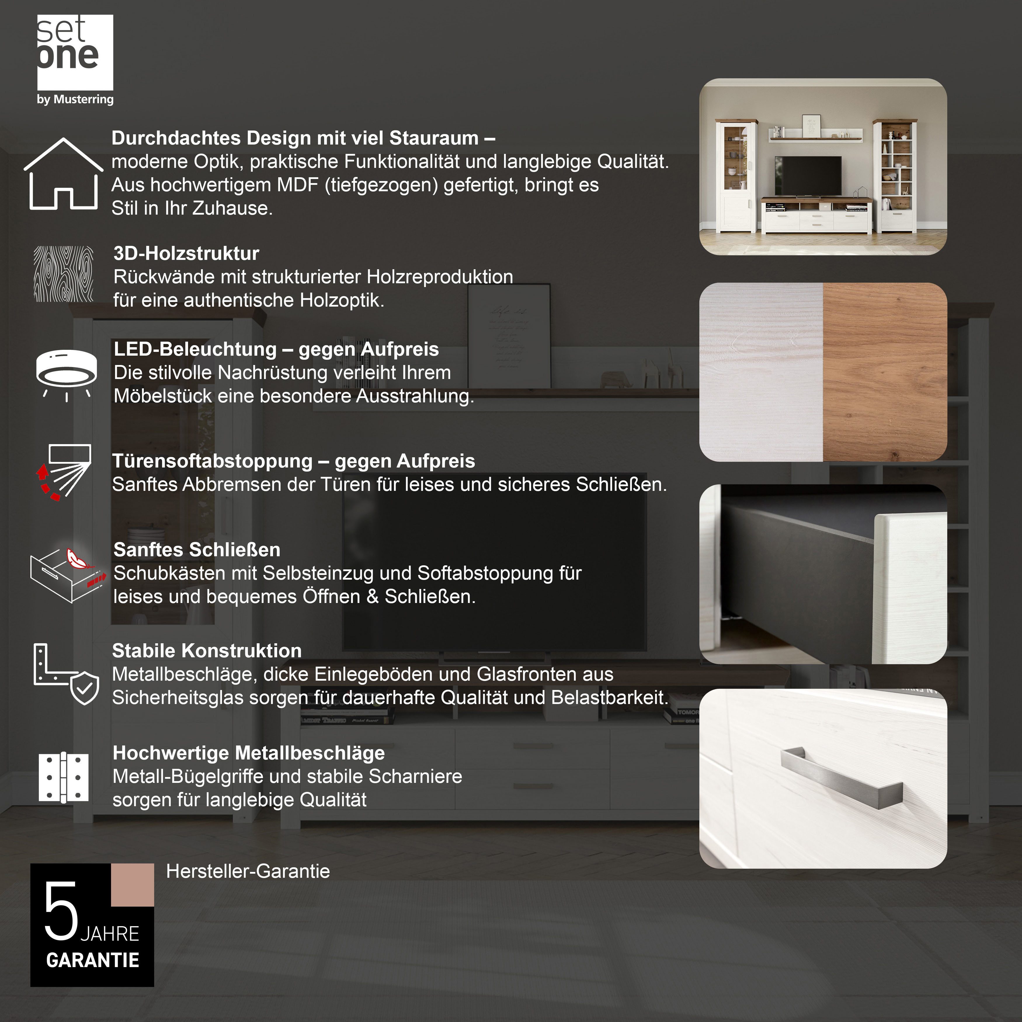 set one by Musterring Rek York Type 07, open ontwerp, verlichting optioneel, B 75 x H 207 cm
