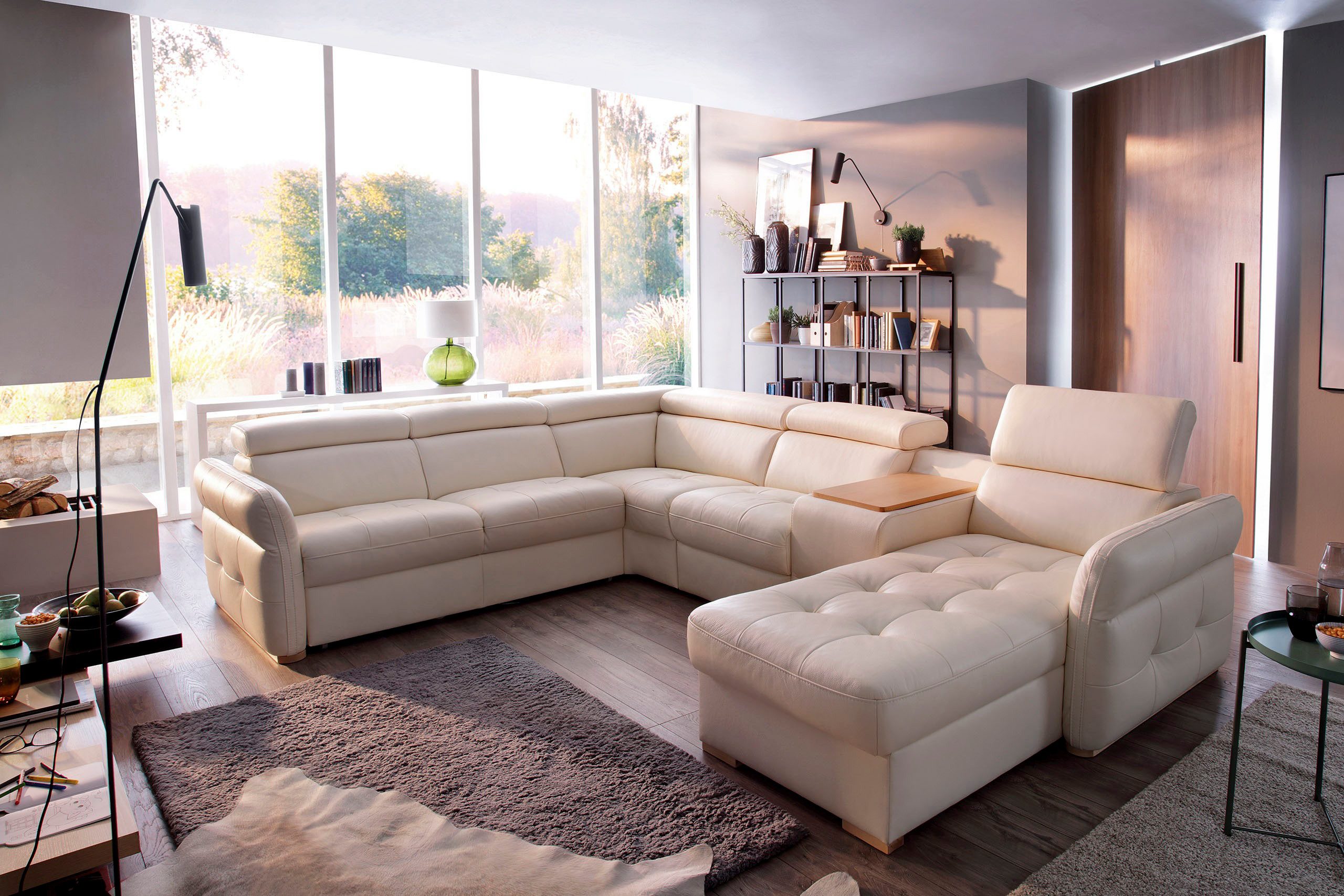 exxpo sofa fashion Zithoek Massimo, Familien Sofa mit viel Platz, Lederbezug, bequem, komfortabel