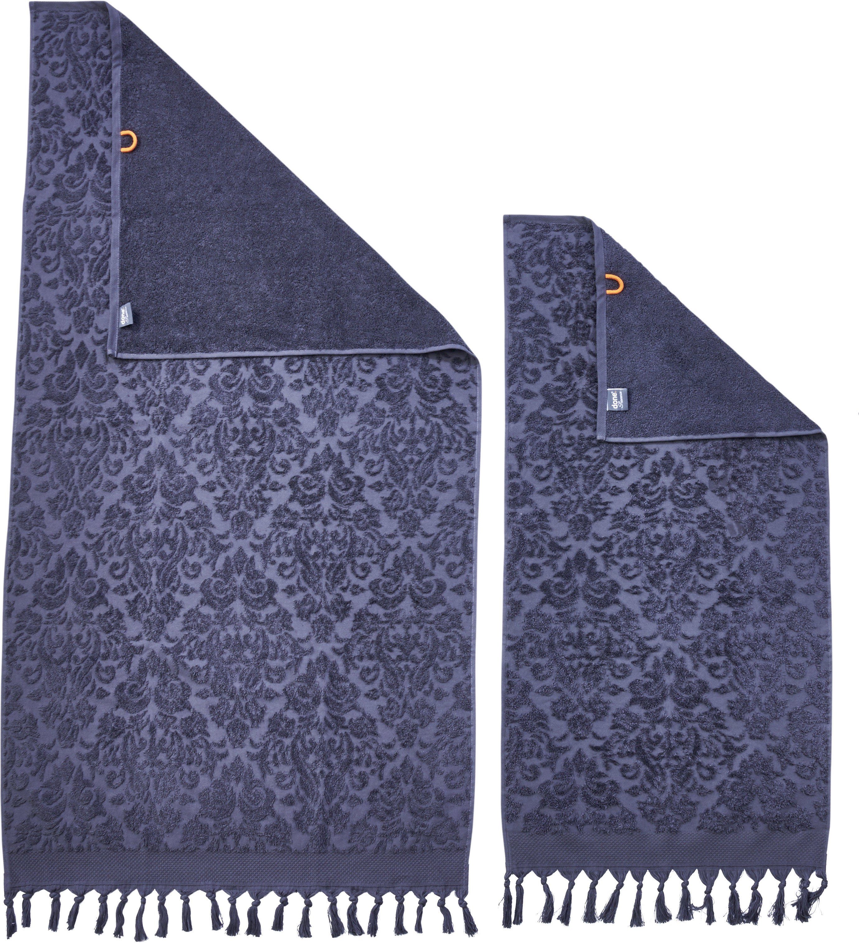 done.® Handdoekenset Provence ORNAMENTS Uni-kleuren, ornamenten, met franjes (set)