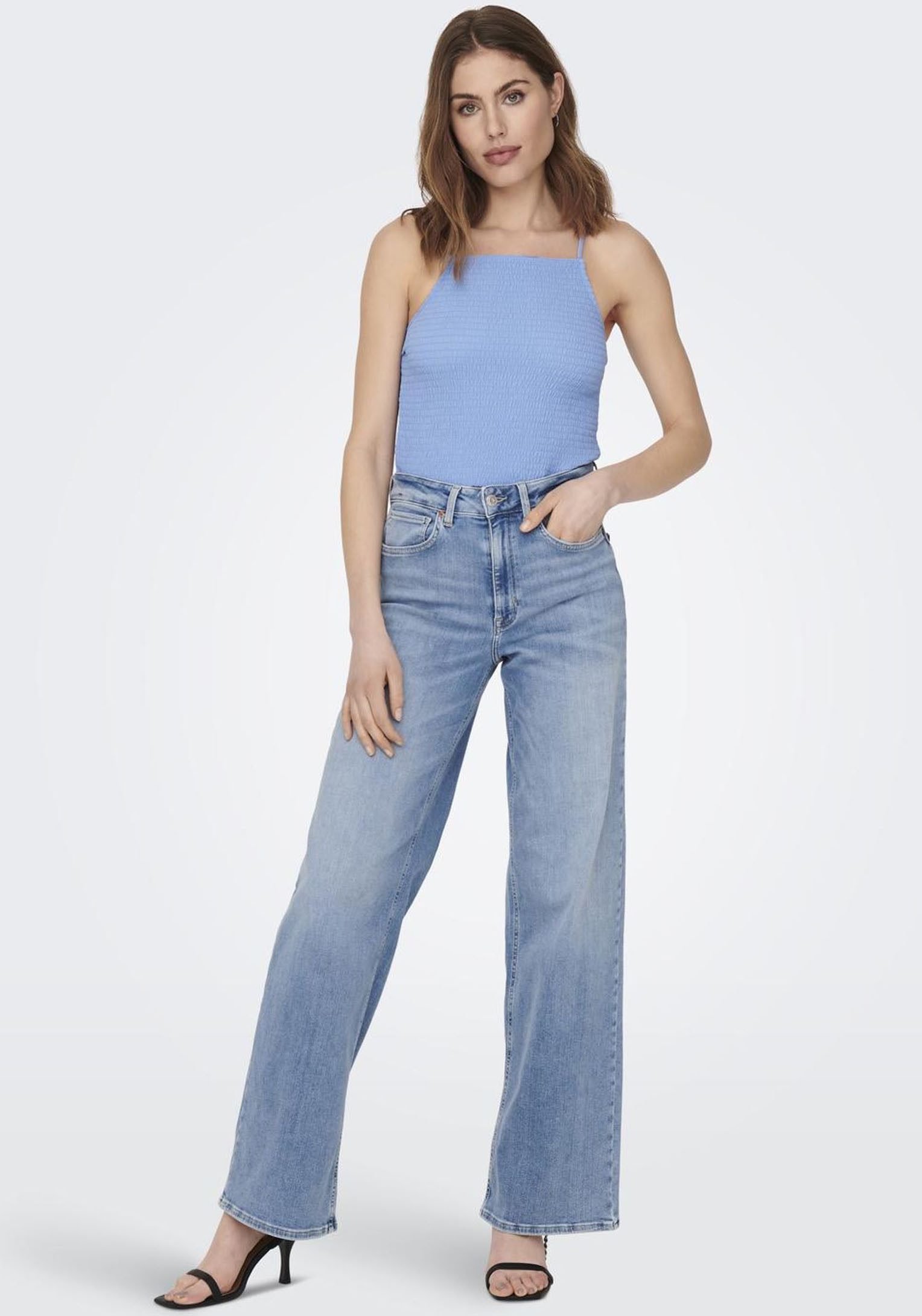 Only High-waist jeans ONLMADISON BLUSH HW WIDE DNM CRO371 NOOS
