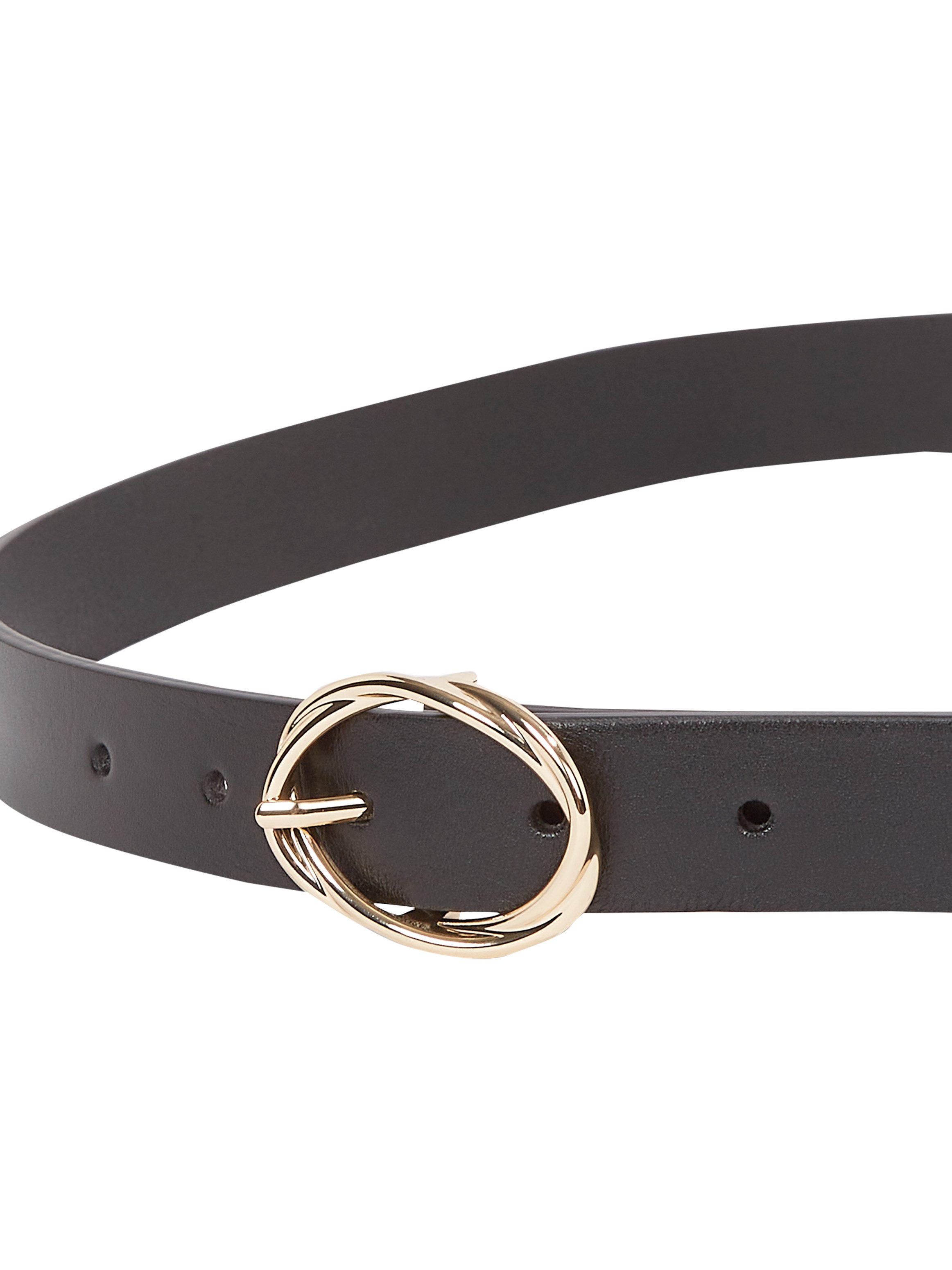 Tommy Hilfiger Leren riem TH CHIC 2.5 ovale eenvoudig pin sluiting, logo-embleem aan de riemuiteinde
