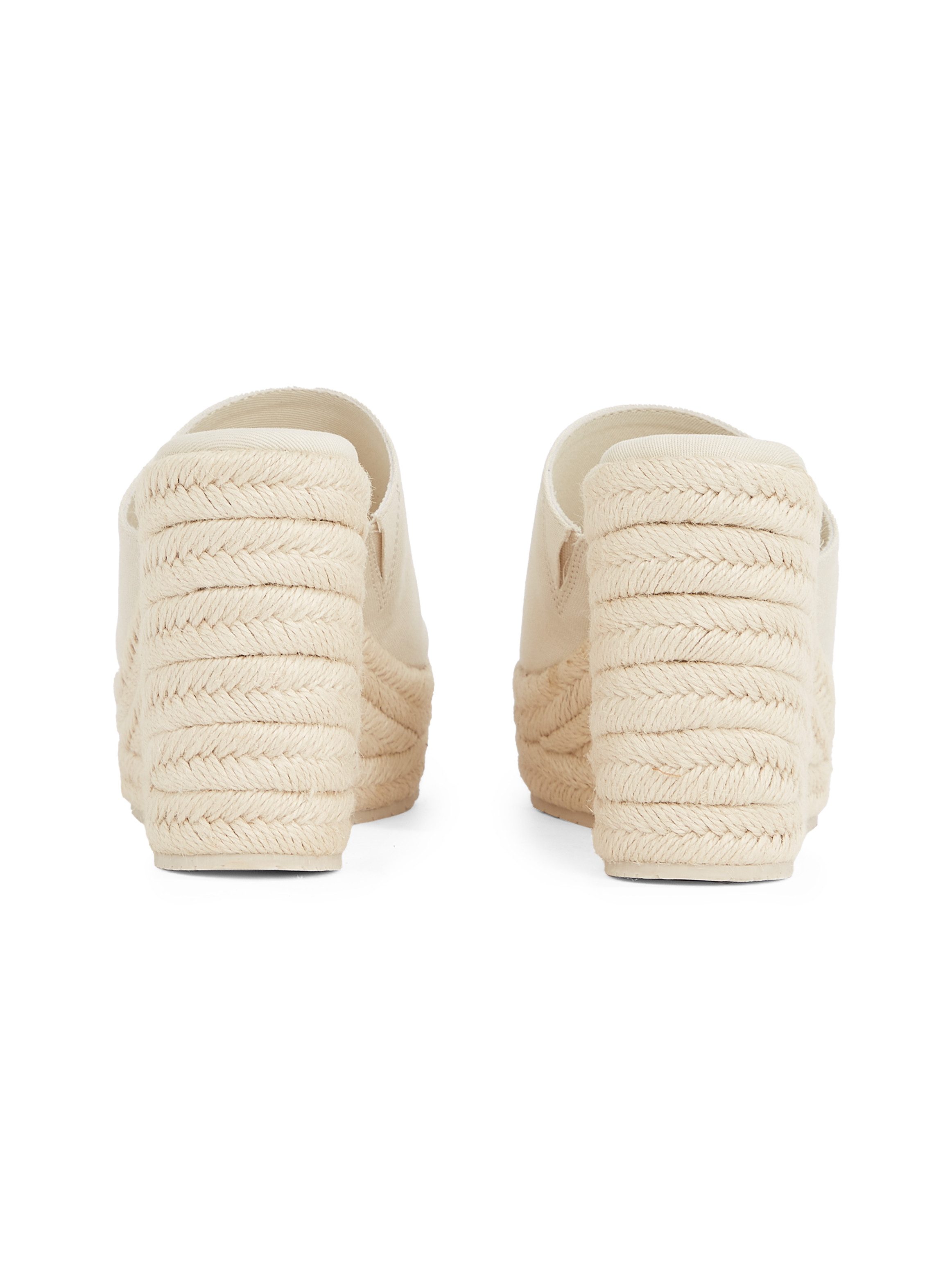 Calvin Klein Sleehakmuiltjes WEDGE ROPE SLIDE MG , zomerschoen, plateausool, vakantie-schoen met bamboe-decoratie
