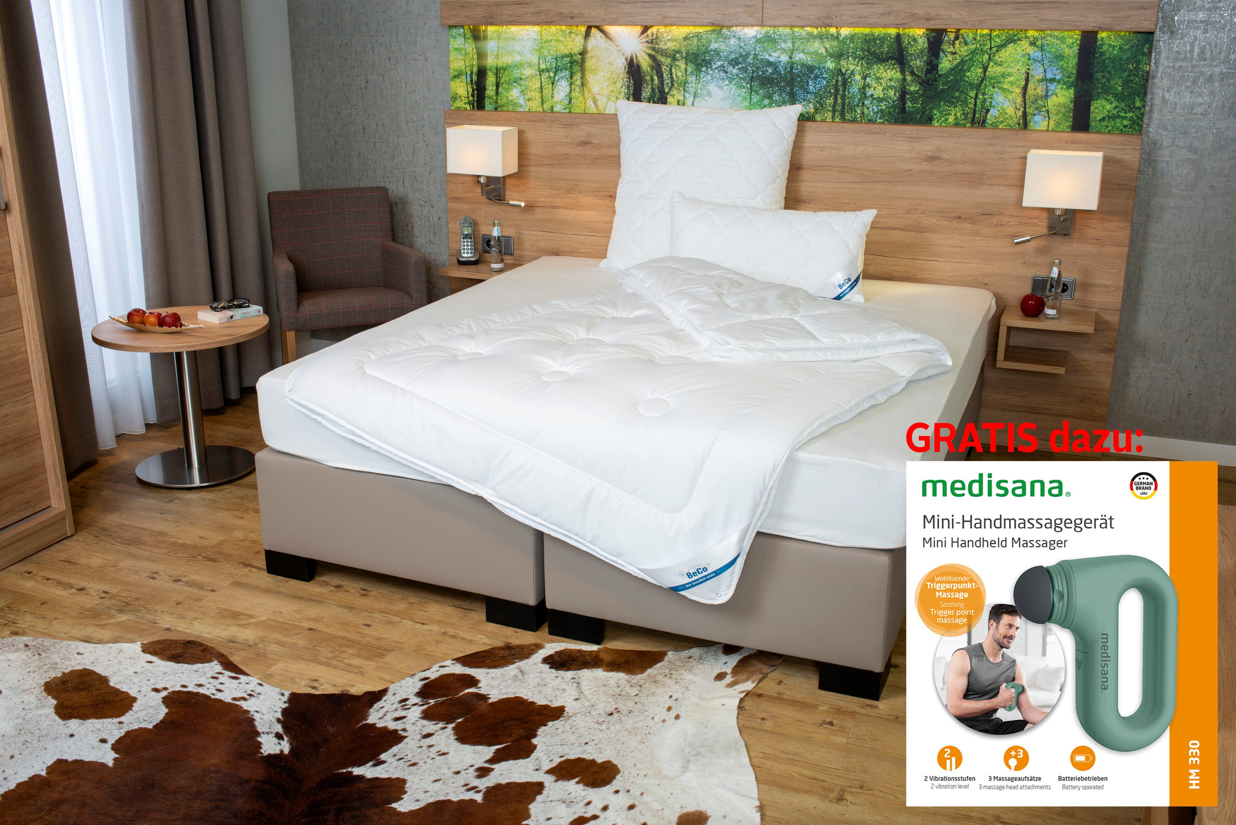 Beco Synthetisch dekbed + microfiberkussen Royal Soft Duo Dekbeddenset met hoofdkussen, 135x200 cm, zomer of winter