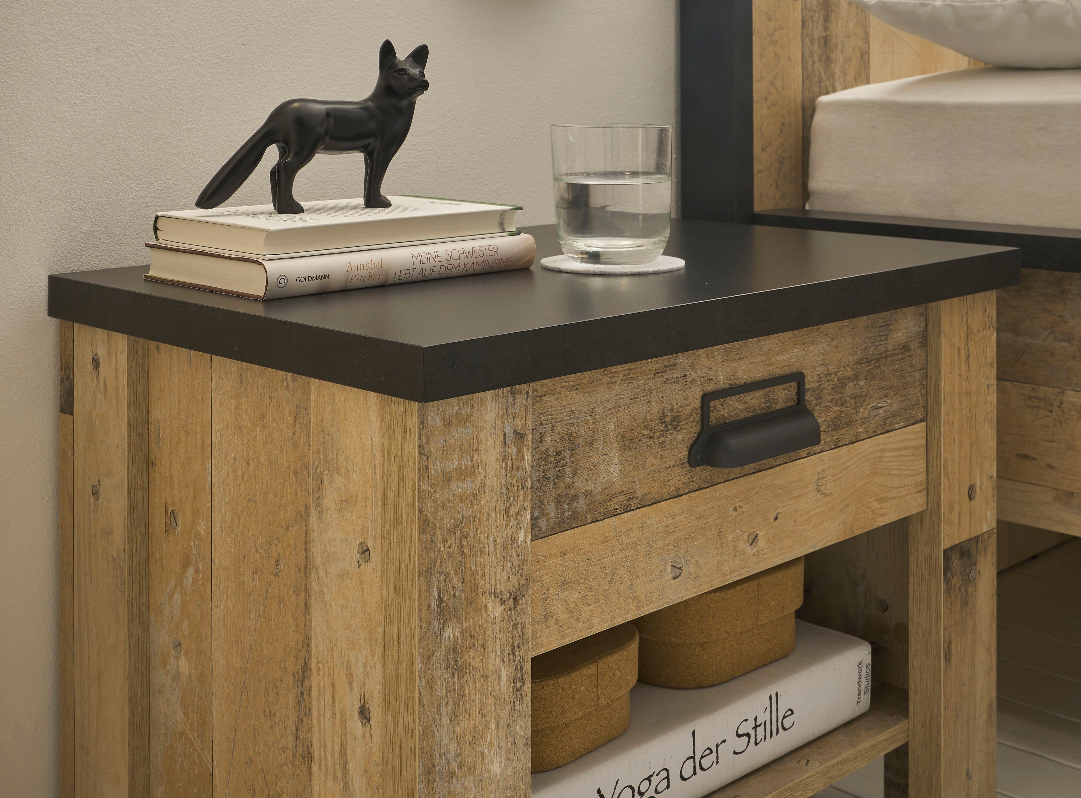 Home affaire Slaapkamerserie Sherwood Ligoppervlak 180 x 200 cm, kast 3-deurs 201 cm breed (4-delig)