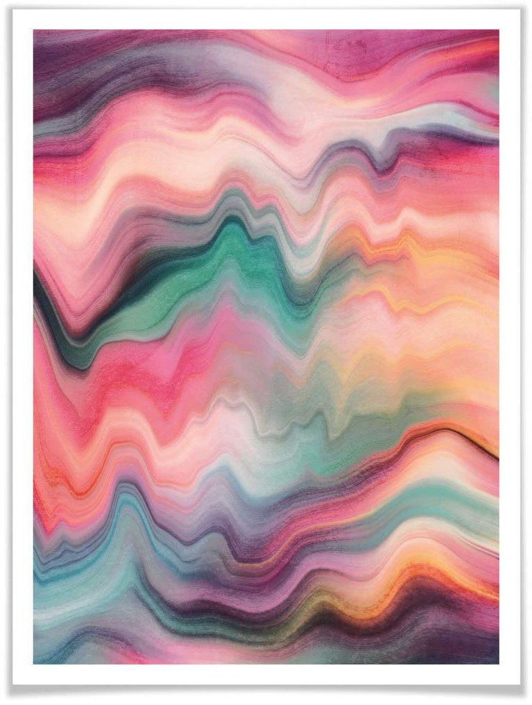 wall-art poster regenboog marmer poster zonder lijst (1 stuk) multicolor