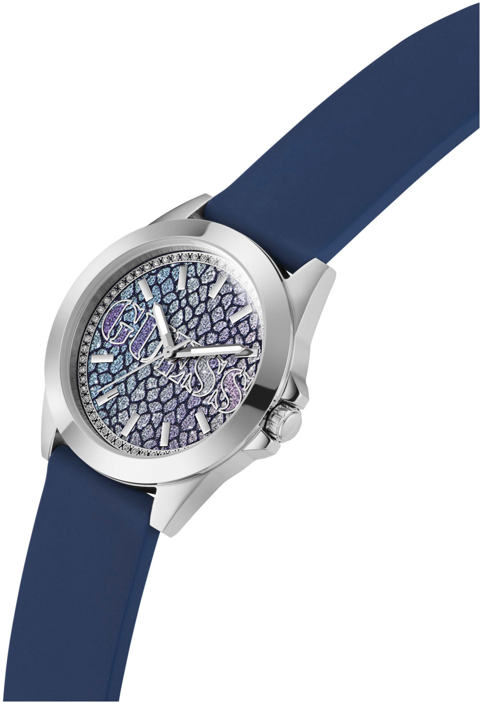 Guess Kwartshorloge MENAGERIE Horloge, dameshorloge, siliconen band, mineraalglas, analoog