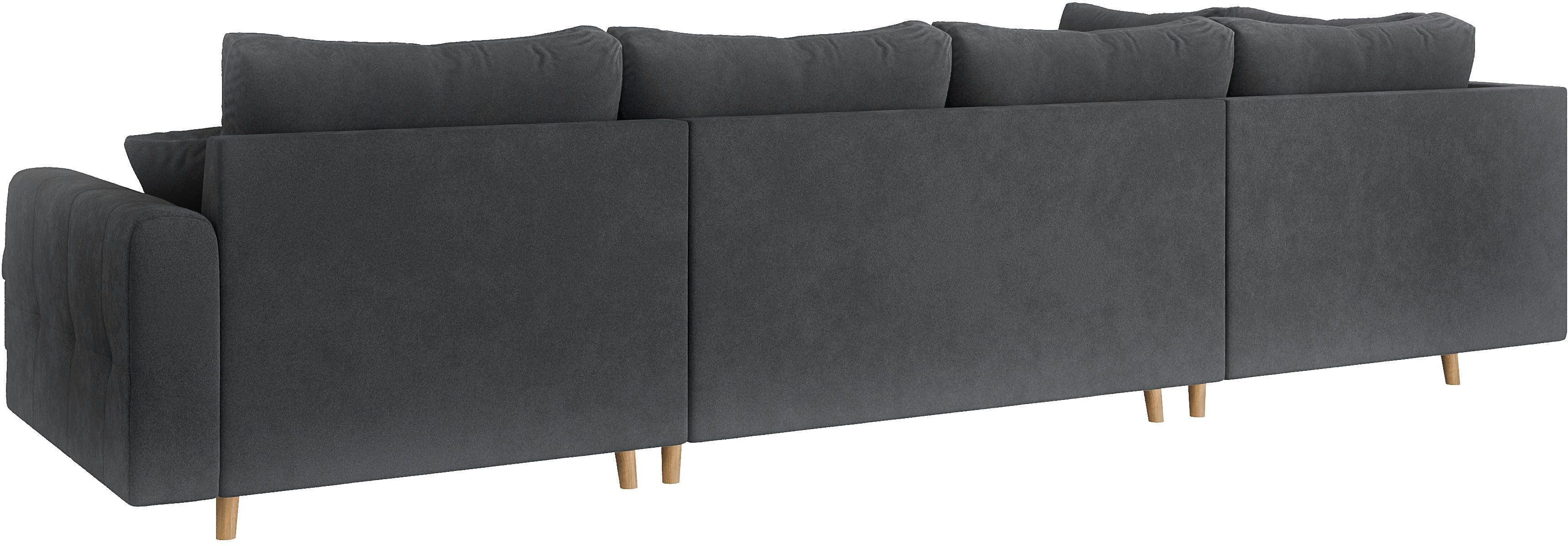 Home affaire Zithoek CHARRE U-vorm met ottomane, afmetingen B/D/H: 310/161/81 cm fijne stiksels, losse rug- en sierkussens, ook in cord en bouclé