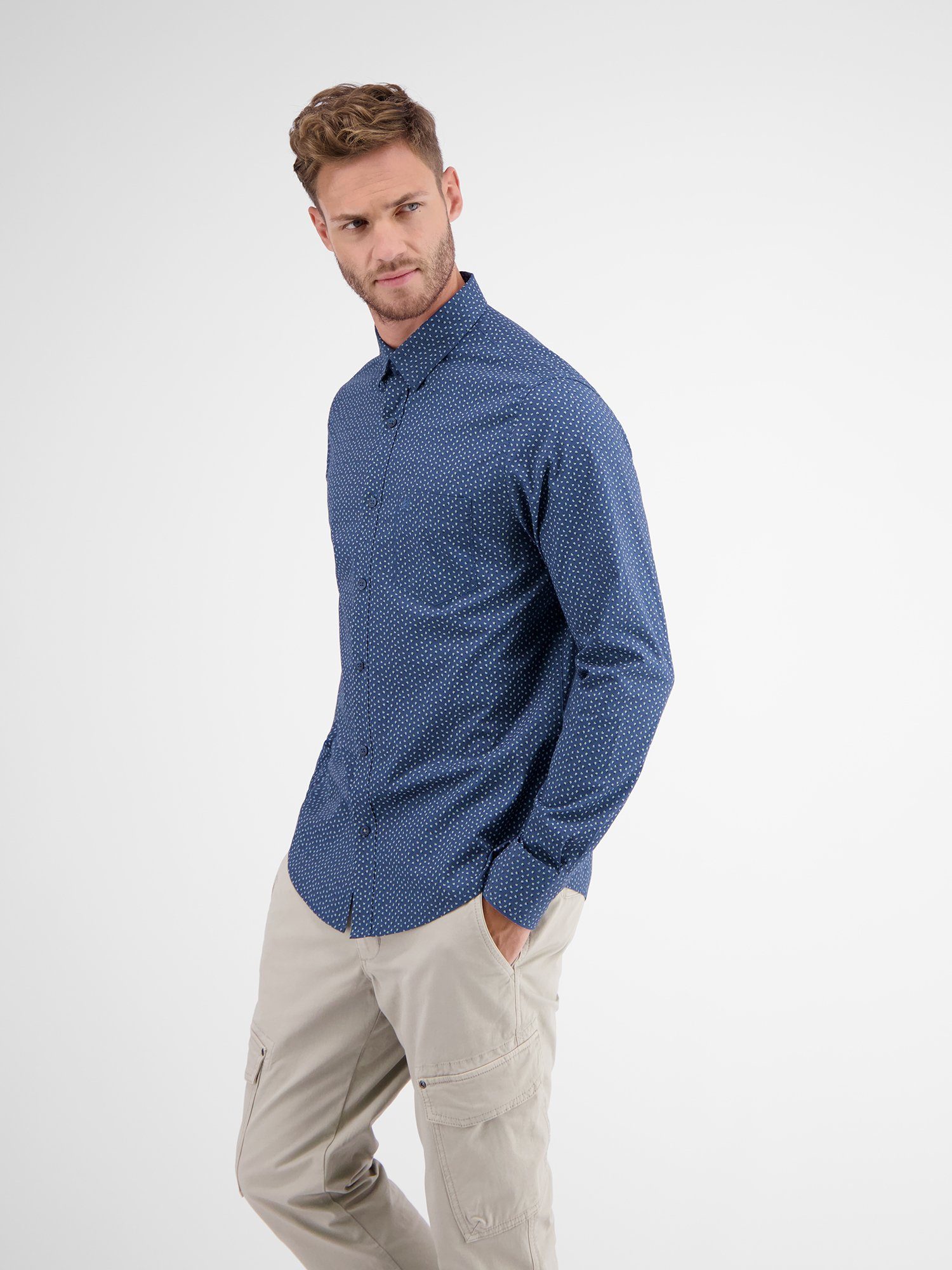 Lerros Overhemd met lange mouwen LERROS poplin overhemd met minimal alloverprint