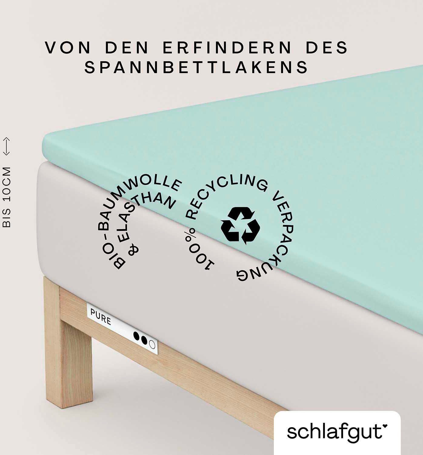 Schlafgut Hoeslaken PURE TOPPER in maat 90x200, 140x200 of 180x200 cm, hoes voor topper van 100% biologische katoen, voor matrassen tot 10 cm hoogte,