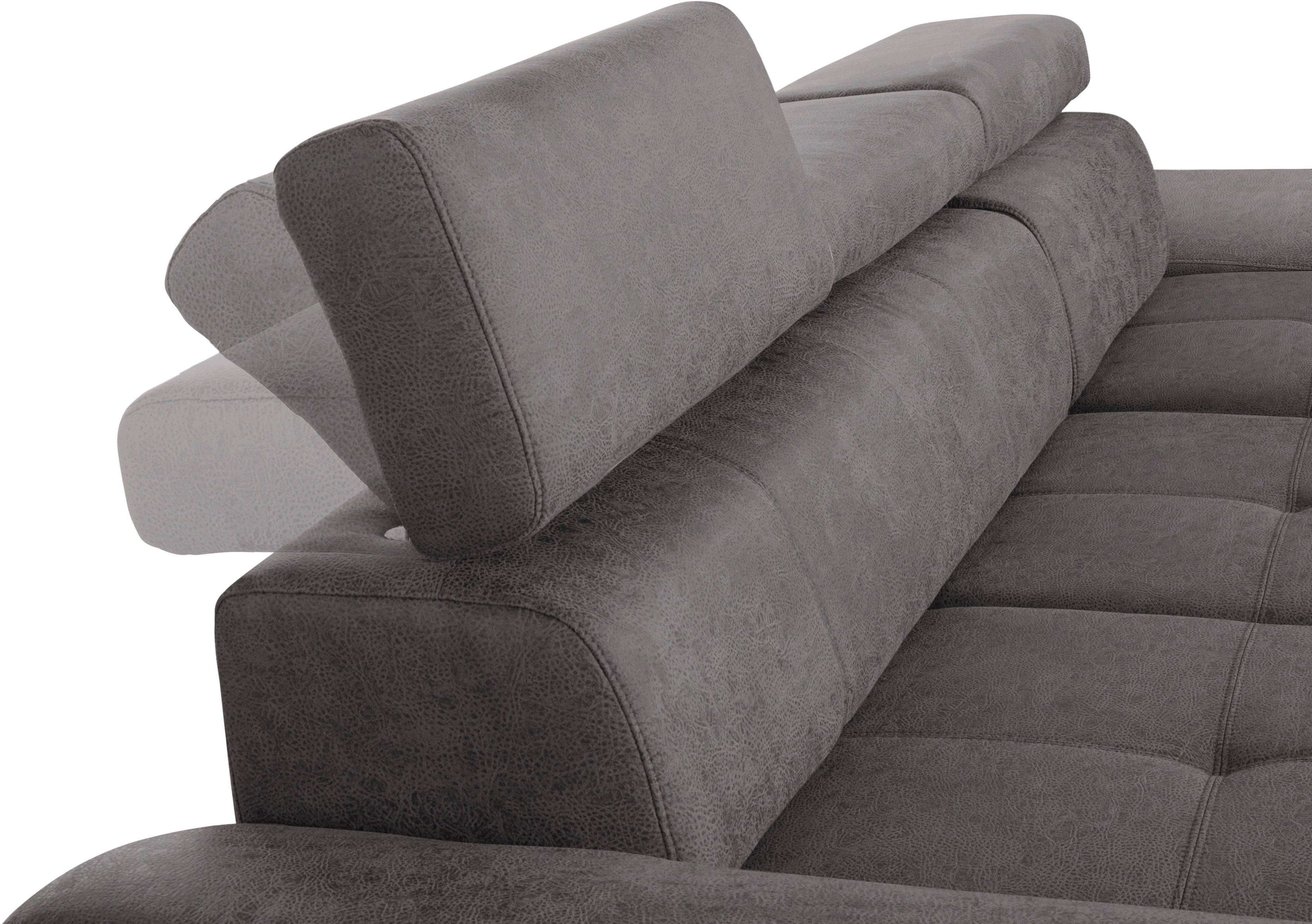 exxpo - sofa fashion Hoekbank Enya, uitgebreide afwerking, hoog zitcomfort, comfortabel, L-vorm inclusief verstelbare hoofdsteun, naar keuze met slaapfunctie en bedkist