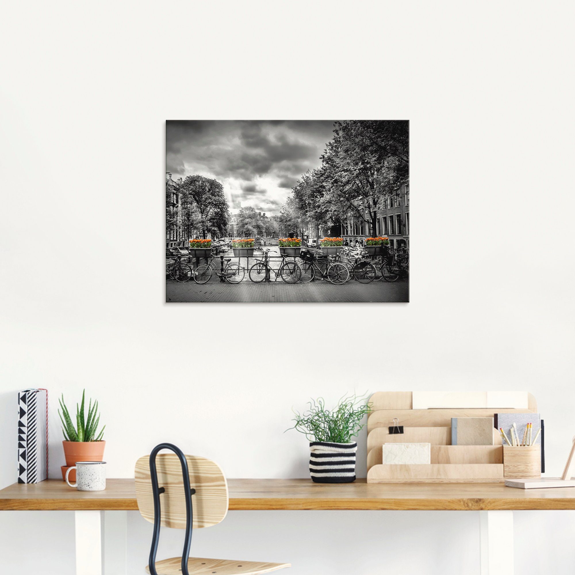 Artland Print op glas Amsterdam Herengracht zonnestralen II