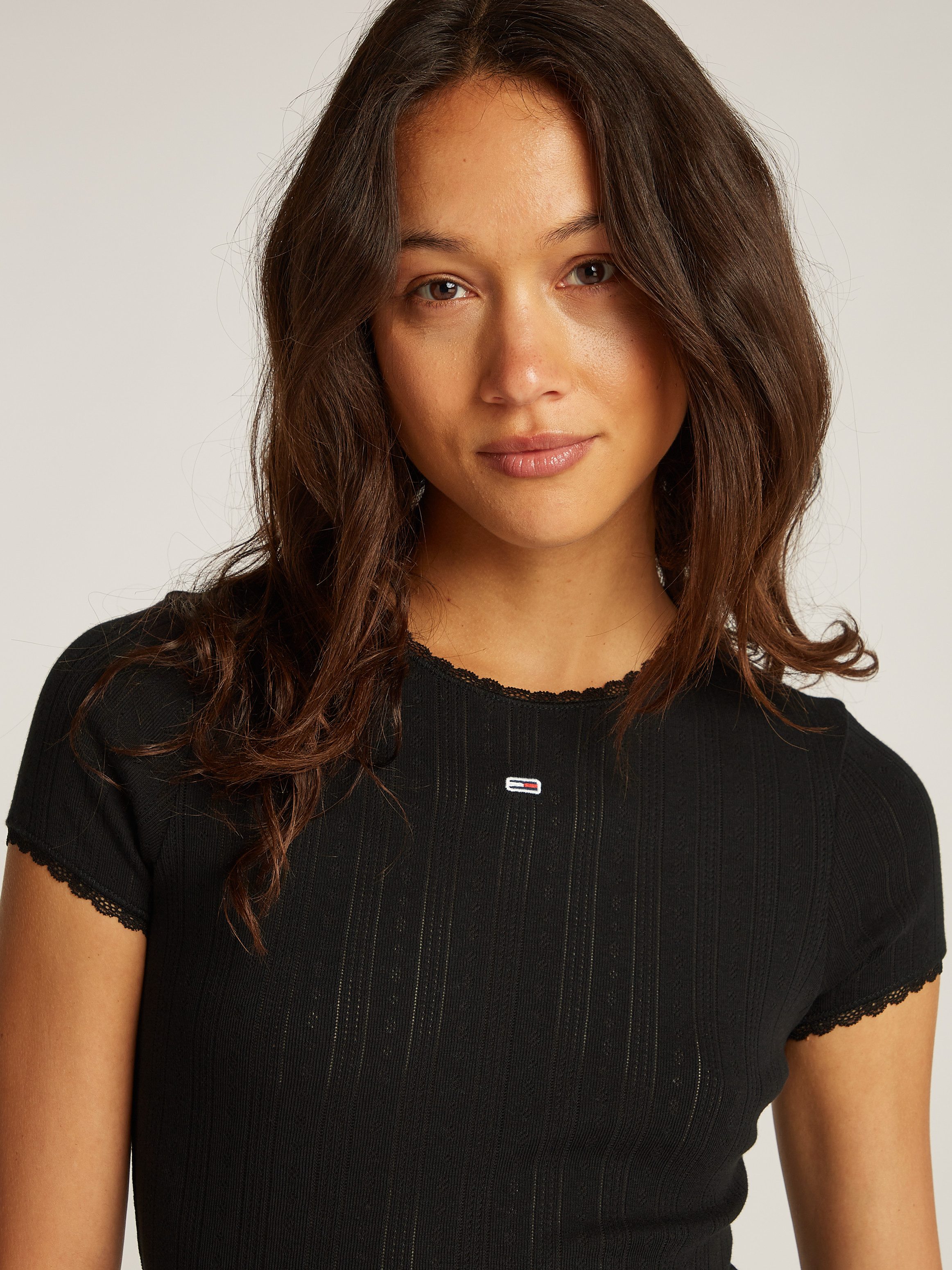 TOMMY JEANS T-shirt TJW SLIM POINTELLE RIB TEE