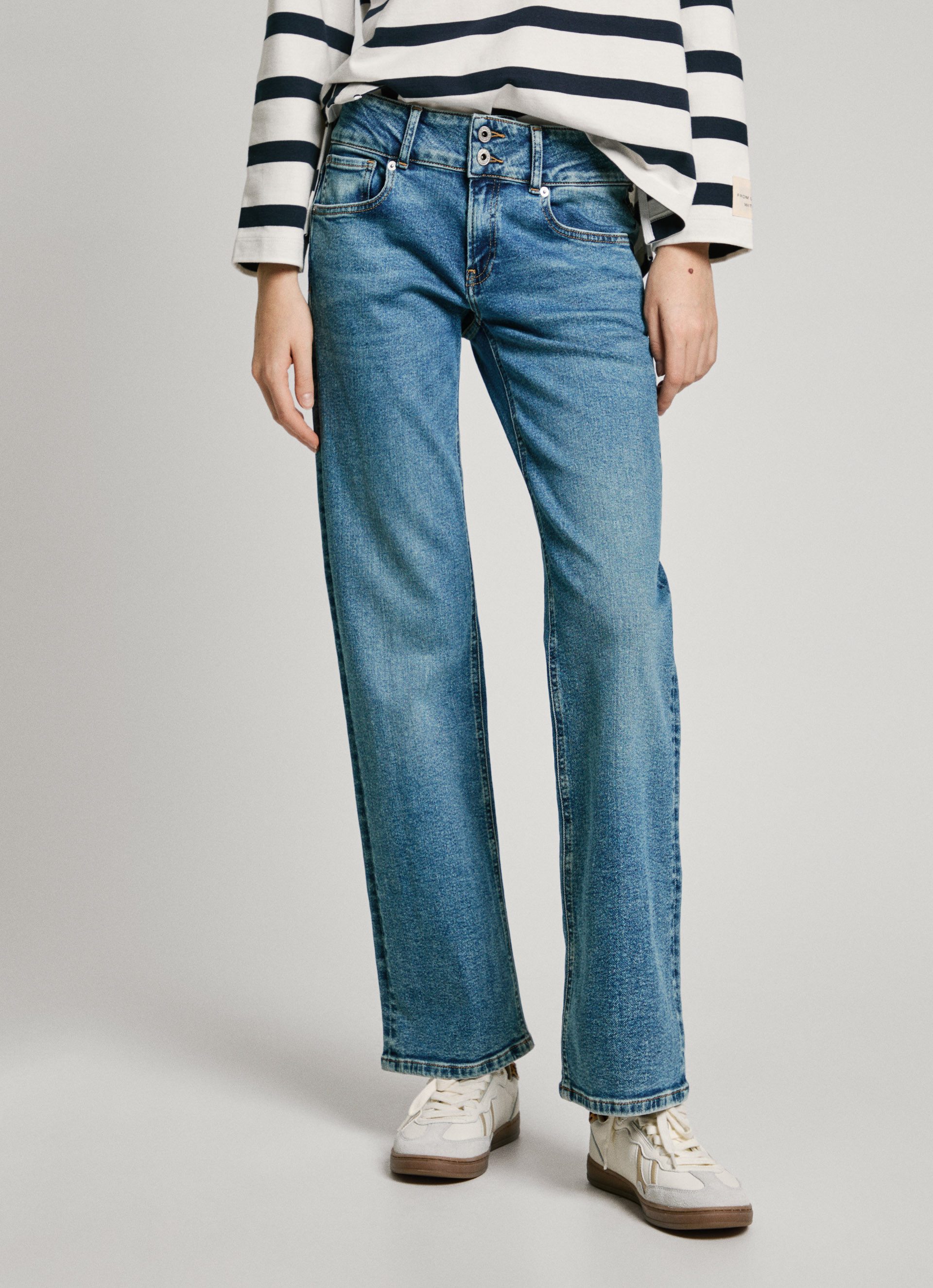 Pepe Jeans Straight jeans LW met dubbele knoopsluiting dames straight jeans maat 26 blauw