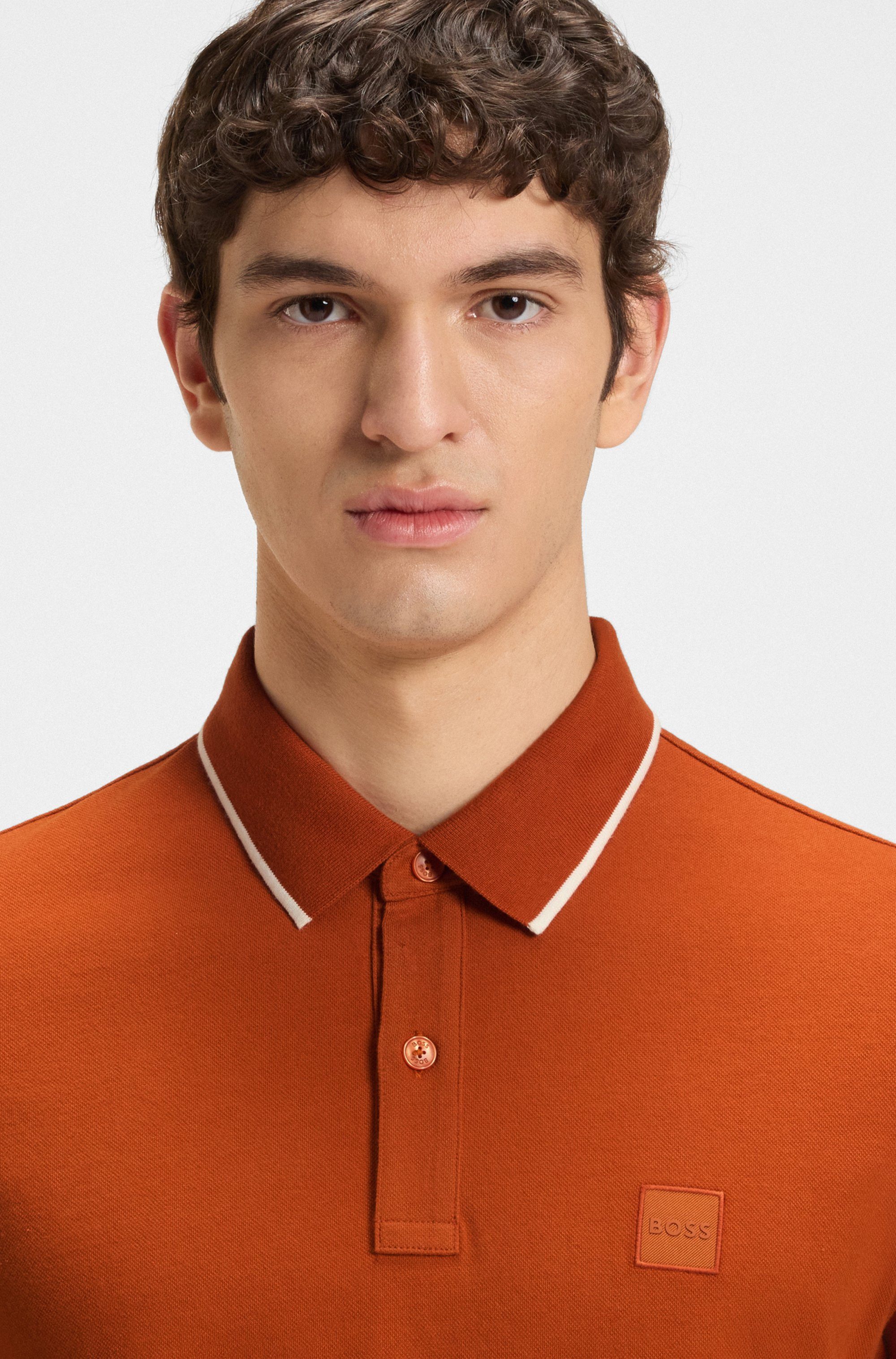 Boss Orange Poloshirt Passertip met boss badge