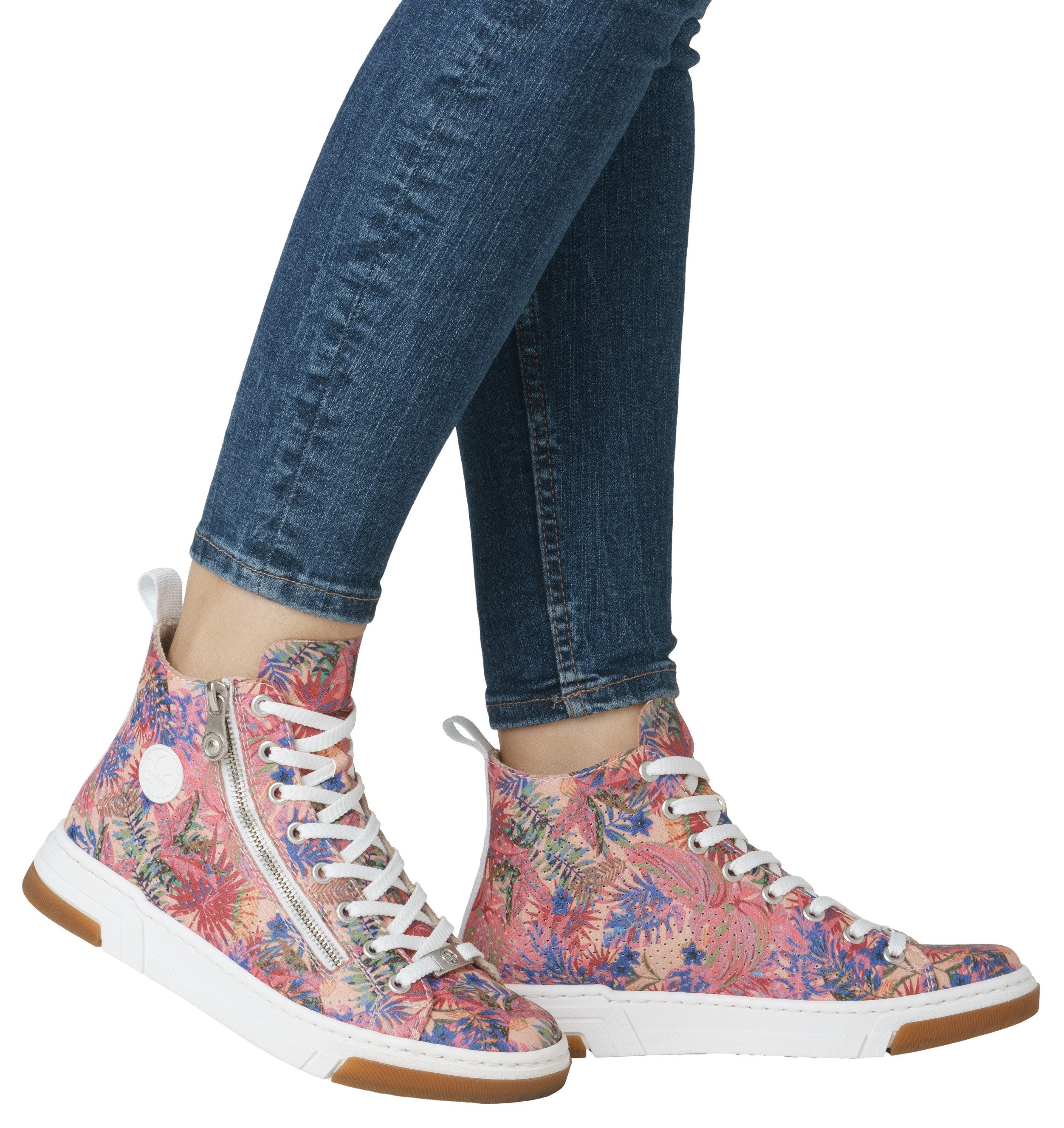 Rieker Sneakers high top sneaker, vrijetijdsschoen, veterschoen met plateauzool