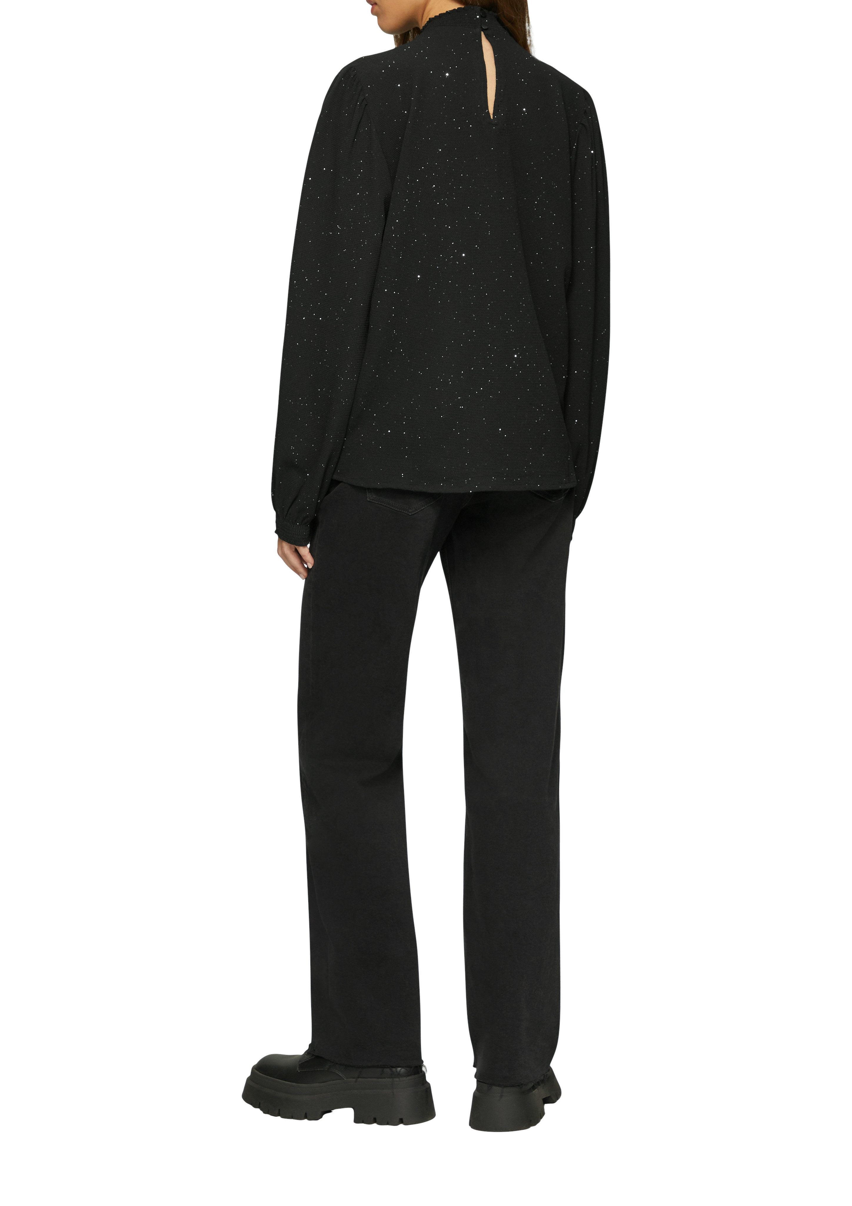 Q S designed by Blouse met lange mouwen met gemockte staande kraag