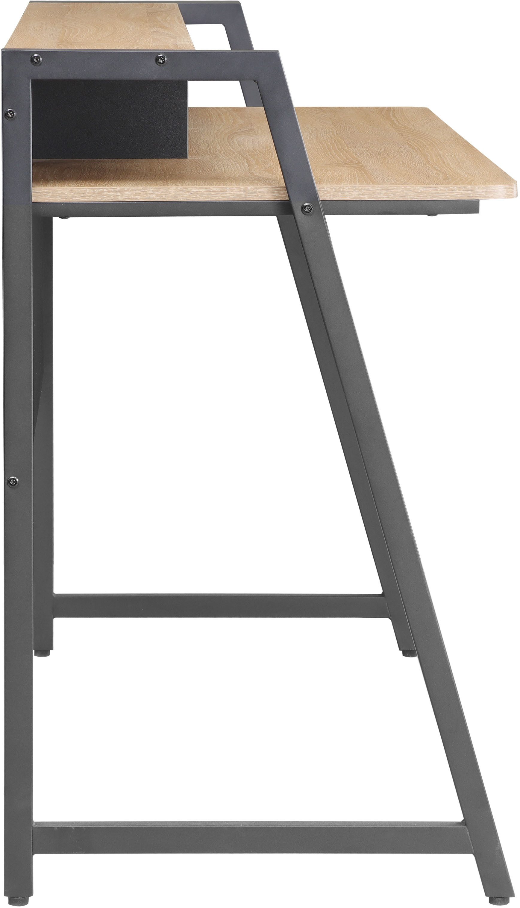 INOSIGN Bureau Horda, computertafel met monitorsteun & kabeldoorvoer asymmetrisch metalen frame, afgeronde abs-randen, breedte 124 cm