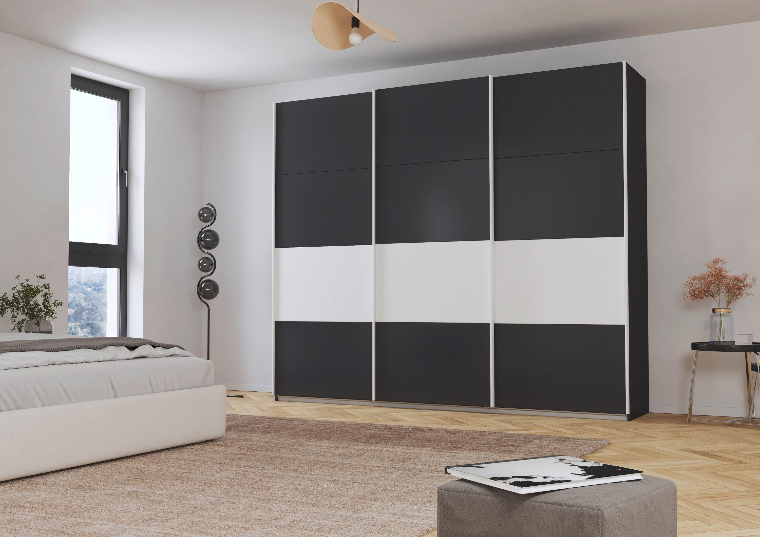 rauch Schuifdeurkast Kledingkast Kast Garderobe CORTONA inclusief indeling, 2 stoffen dozen en extra planken