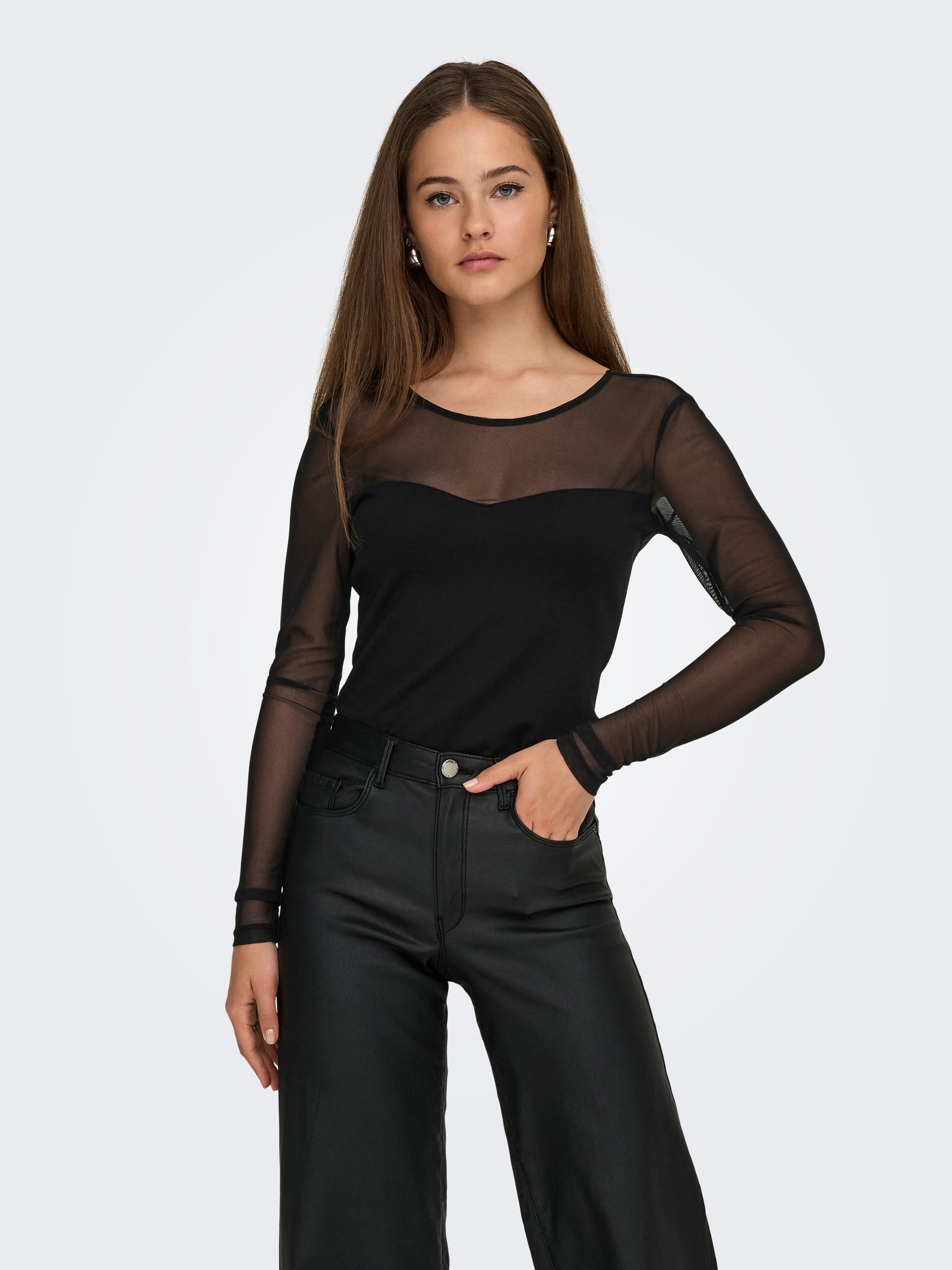 Only Shirt met lange mouwen ONLHEART-BECKI L/S MIX TOP WVN