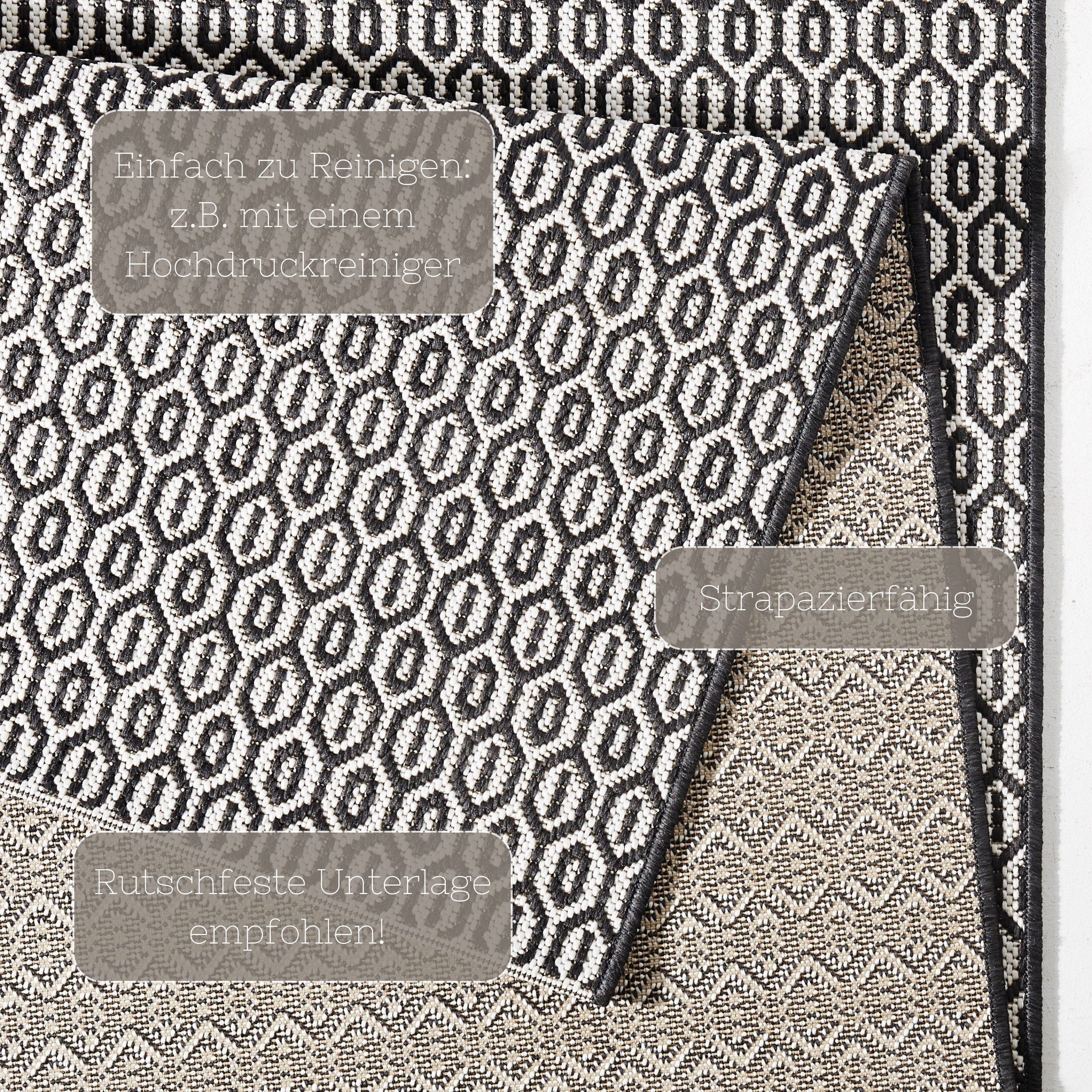 NORTHRUGS Vloerkleed Coin Binnen- en buitengebruik, weerbestendig, balkon, sisal-look, woonkamer, loper