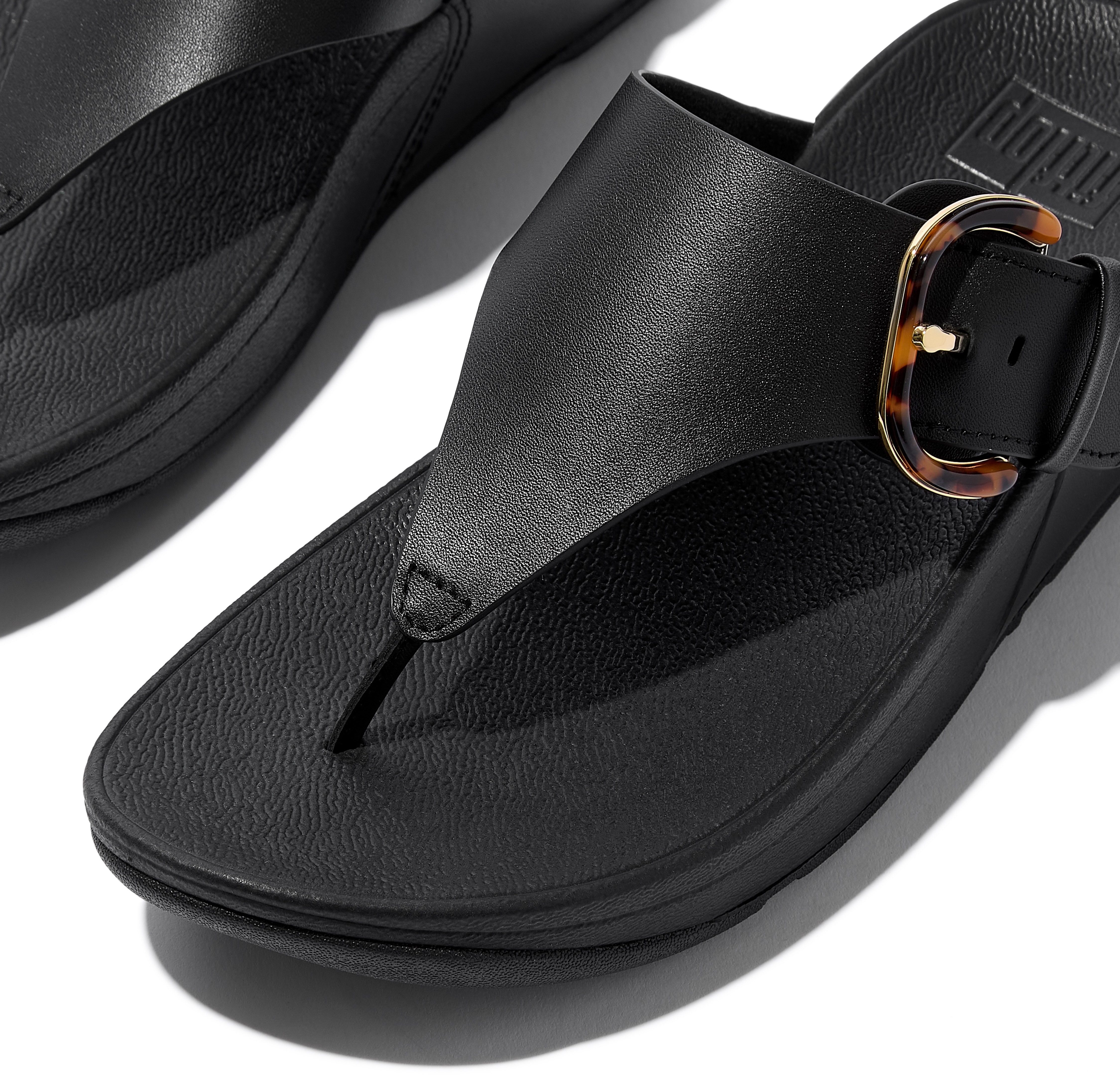Fitflop Teenslippers LULU RESIN-BUCKLE LEATHER TOE-POST SANDALS