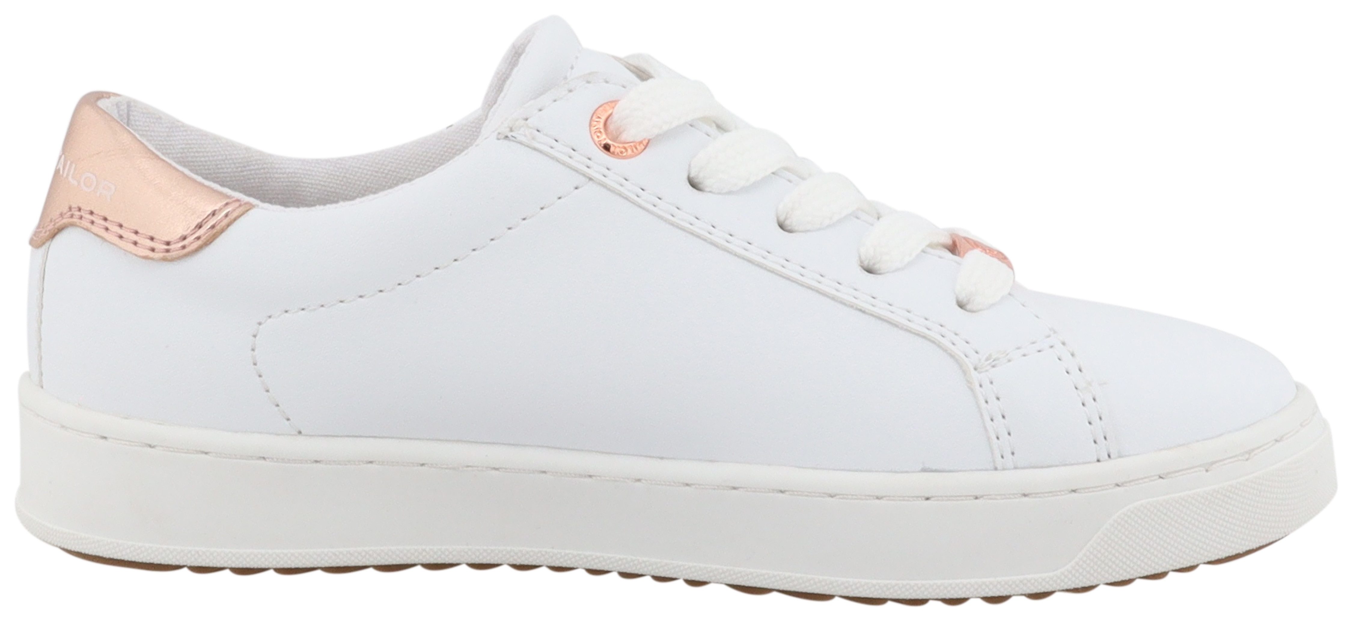 Tom Tailor Plateausneakers , vrijetijdsschoen, lage schoen, veterschoen met schattige hartjesprint