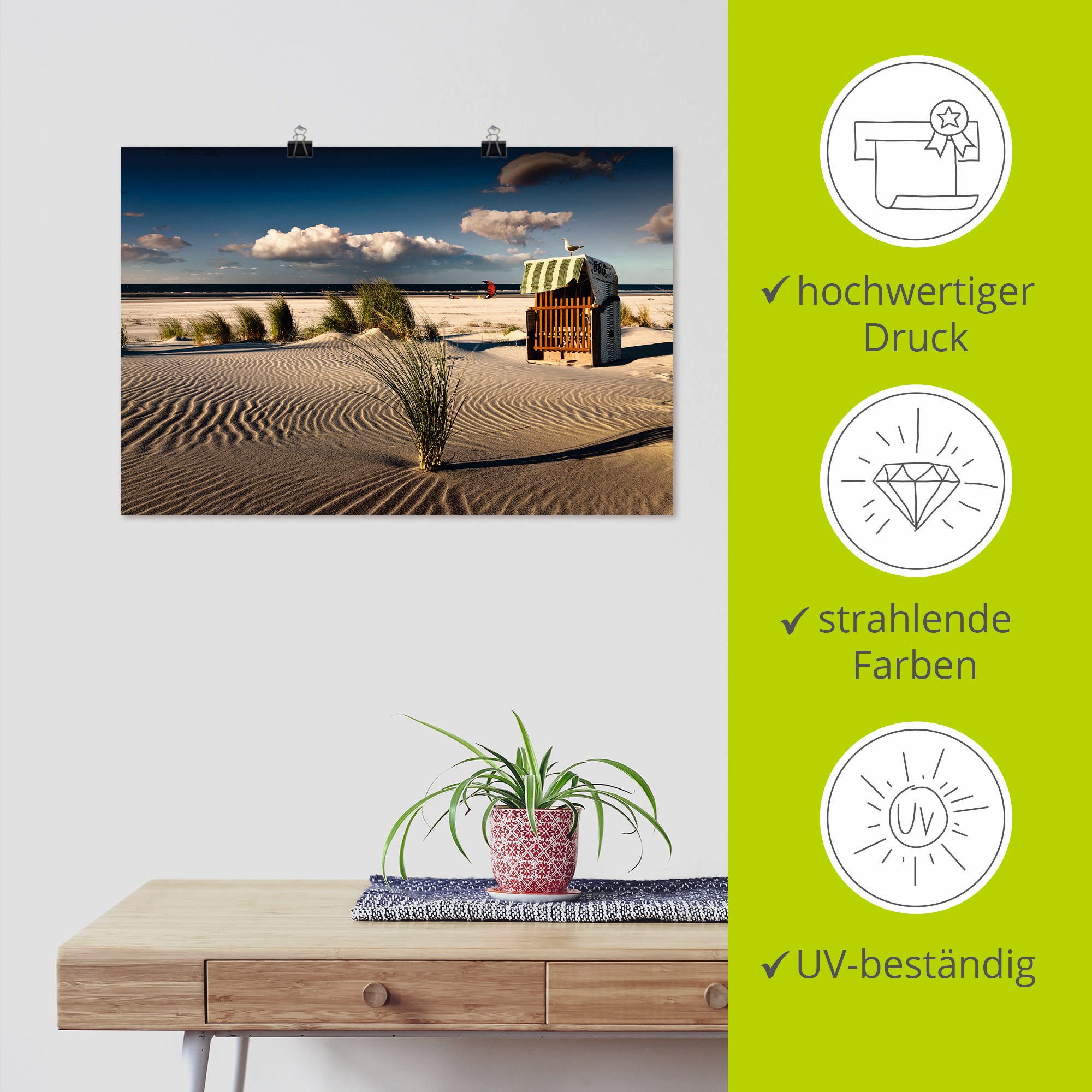 Artland Artprint Op een zomeravond aan het strand als artprint van aluminium, artprint voor buiten, artprint op linnen, poster in verschillende maten. maten