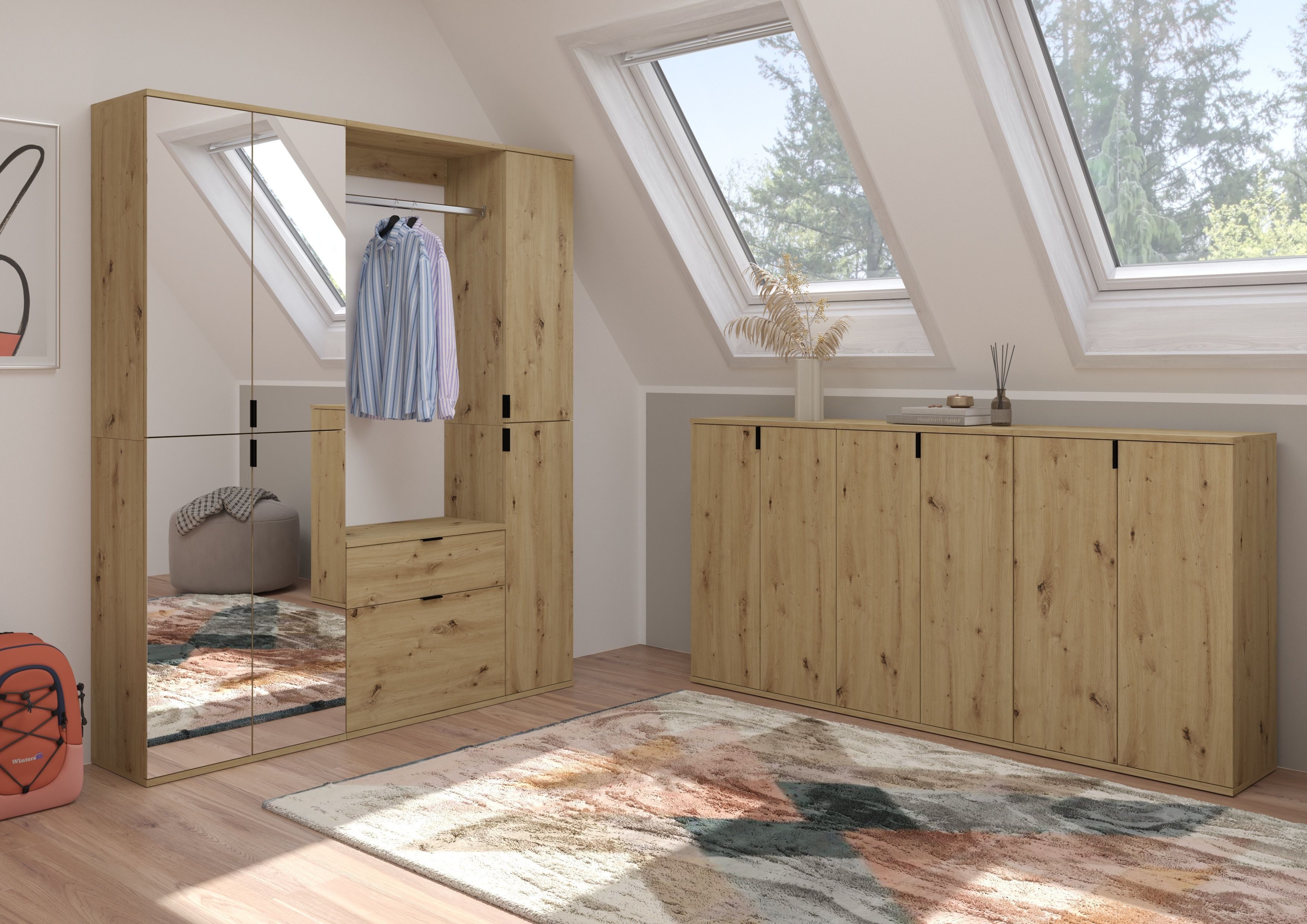 INOSIGN Kledingkast Trondheim, Hoogte 193 cm, 2 Deuren, 6 Vakken, 4 Planken 1 constructiebodem, deurstop verwisselbaar, garderobekast, kast