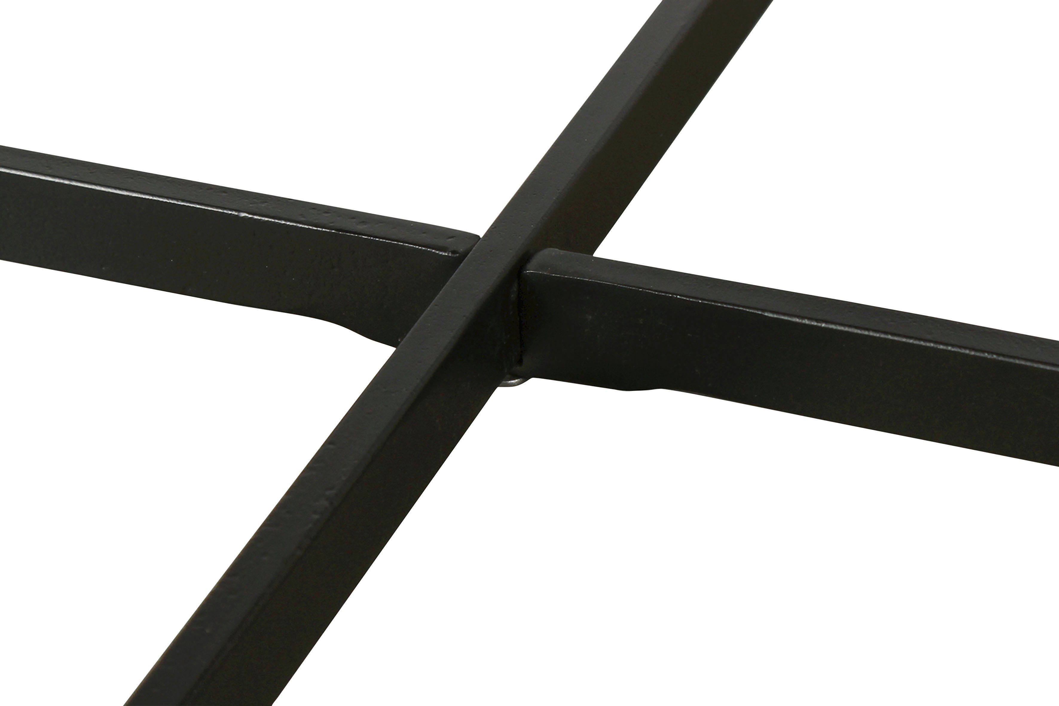 byLIVING Salontafel Alina met massief acaciahout - plaat en zwarte metalen frame, rond 80 cm.